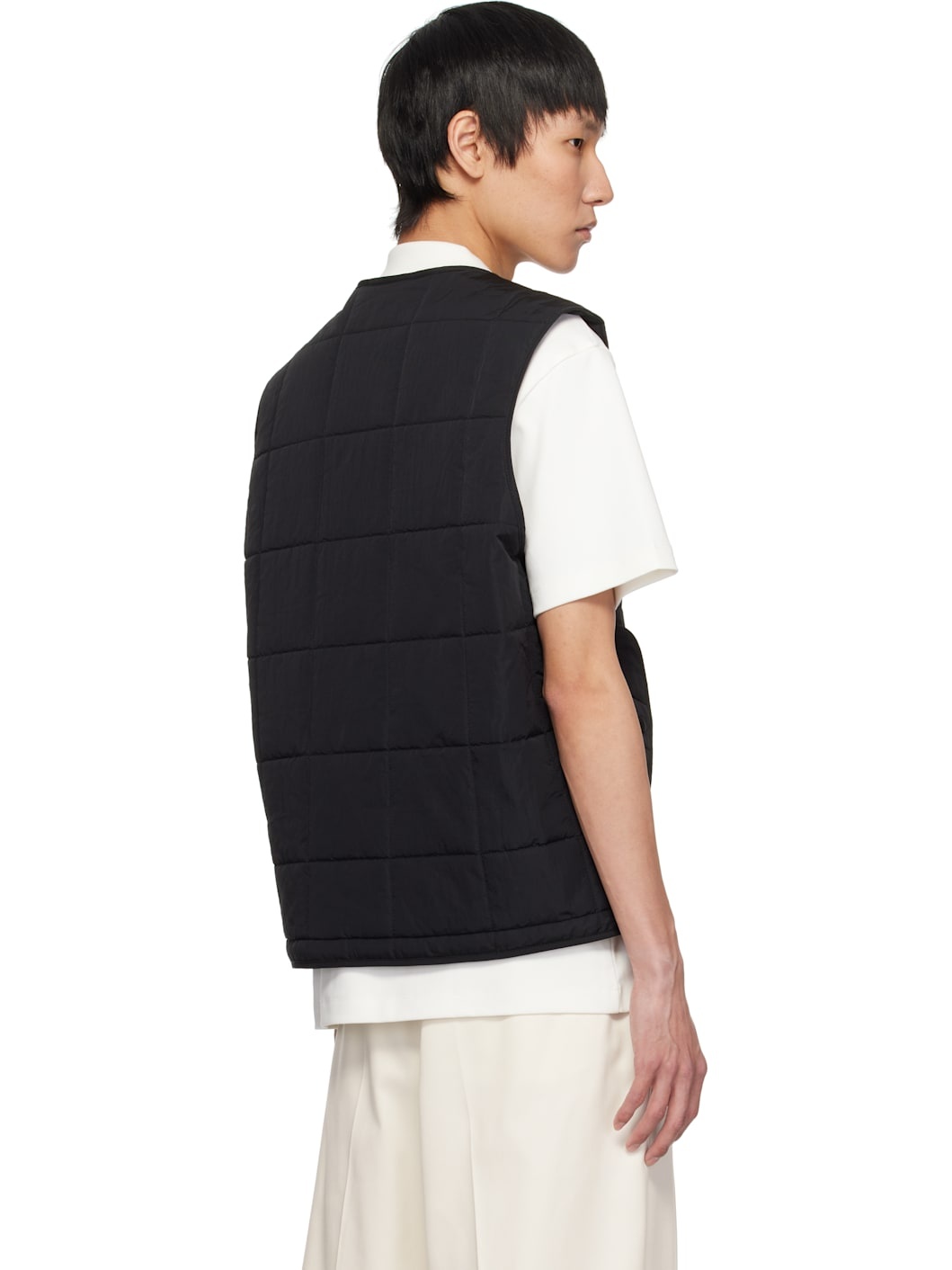 Black Nylon Stacked Logo Vest - 3