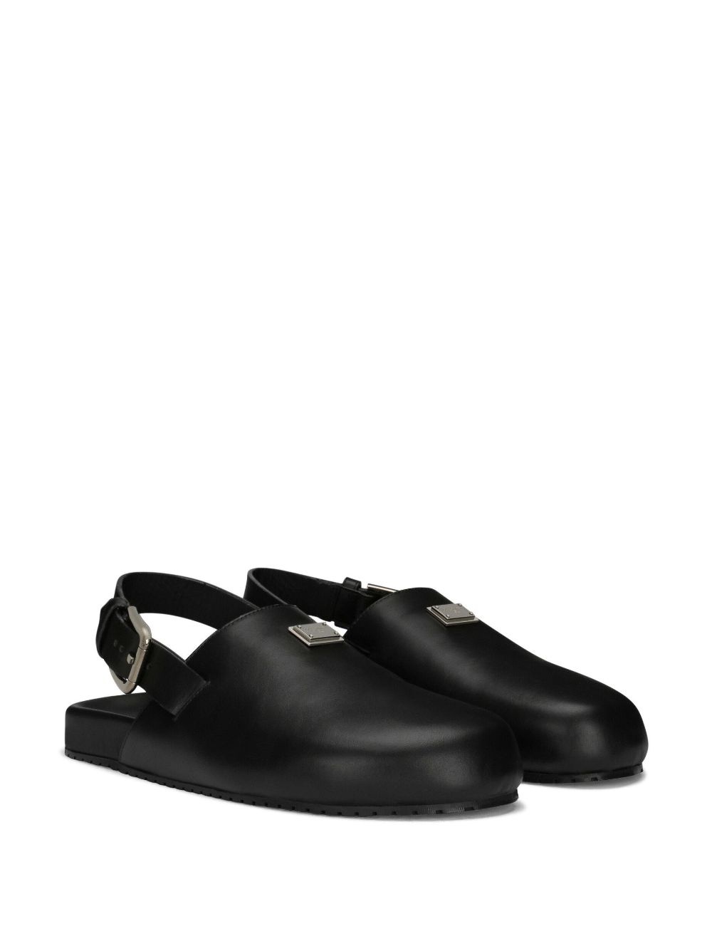 logo-plaque buckled leather sandals - 2