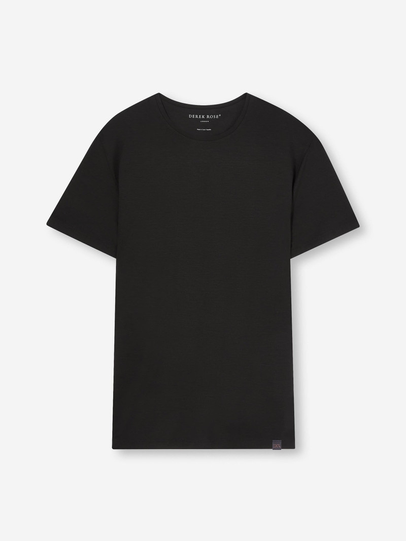 Derek Rose Men's T-Shirt Basel Micro Modal Stretch Black outlook