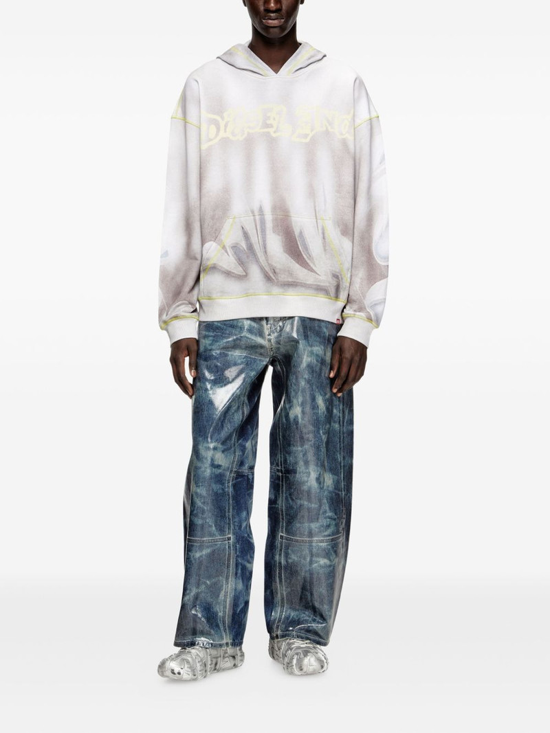 Diesel graffiti-print cotton hoodie outlook