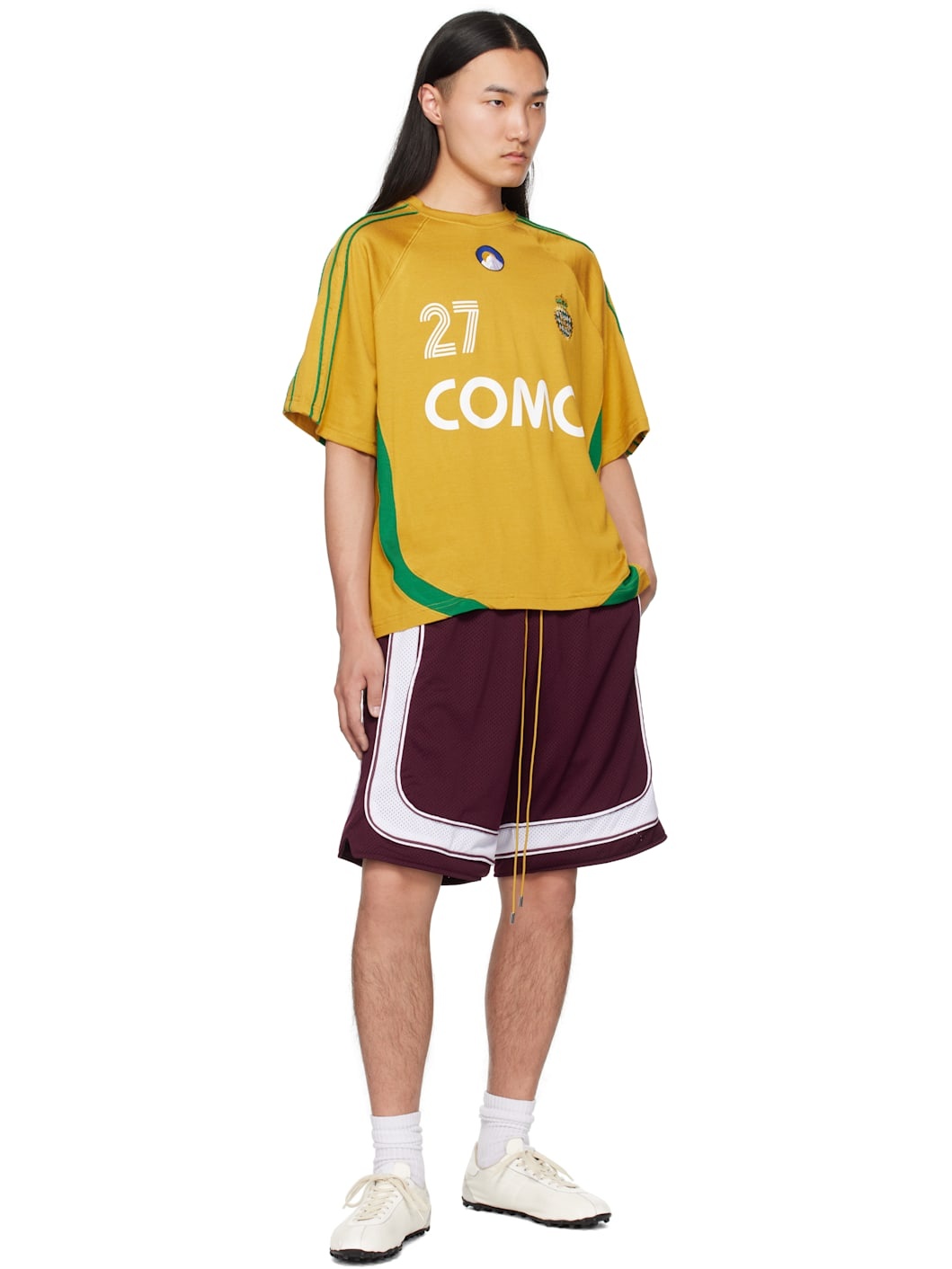 Burgundy & White Como Basketball Shorts - 4