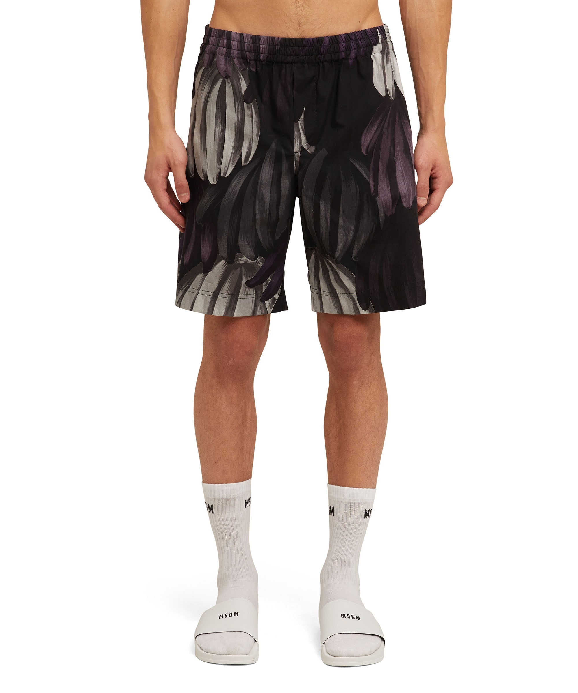 Poplin cotton Bermuda shorts with "Bananas" print - 2