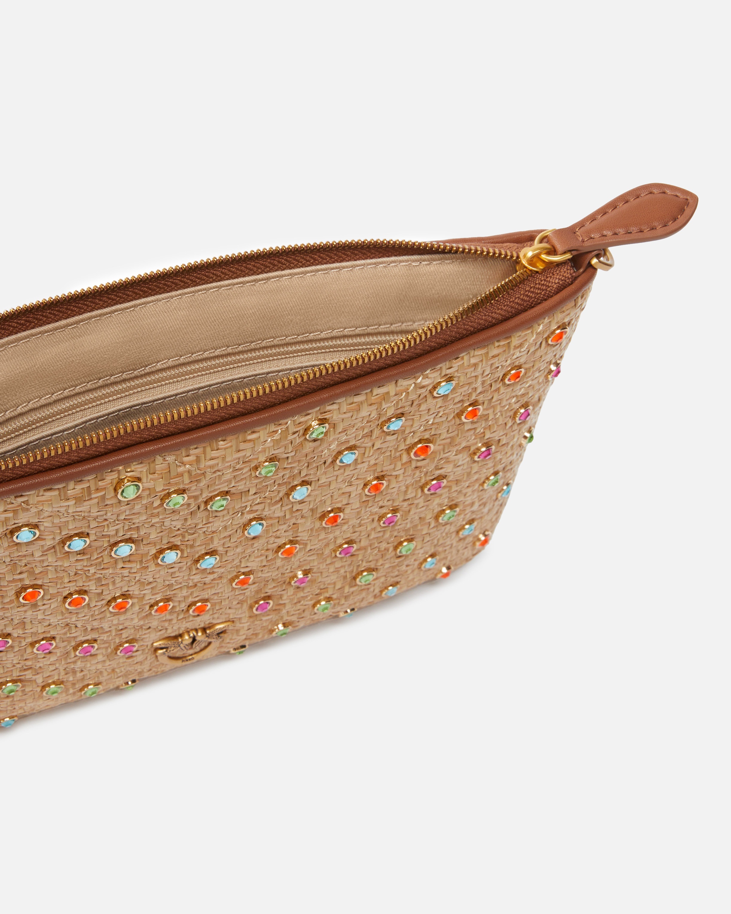 FLAT BAG MEDIUM RAFFIA BAG WITH COLORED RHINESTONES - 4