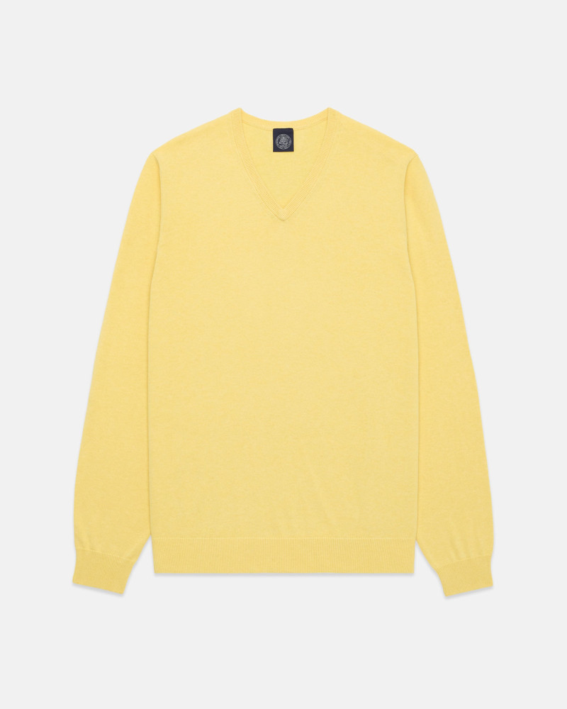 J. PRESS YELLOW COTTON-CASHMERE V-NECK SWEATER - TRIM FIT outlook