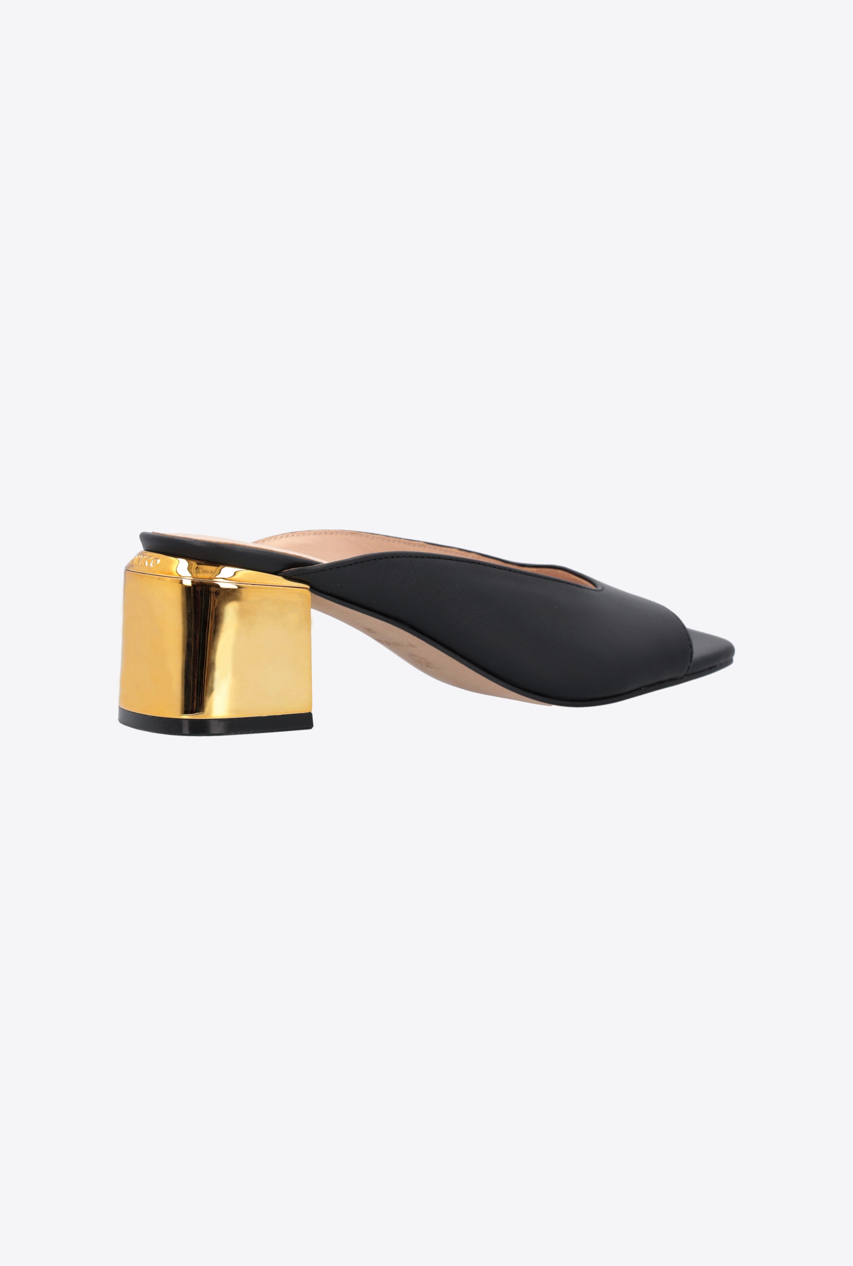 LEATHER SLIP-ONS WITH GOLDEN HEEL - 3