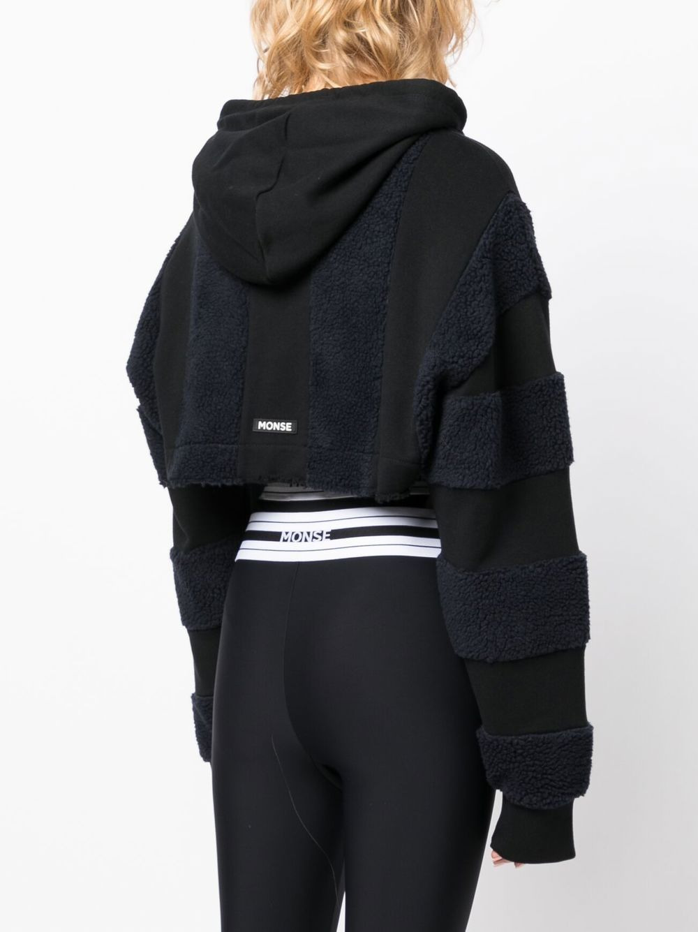panelled cropped hoodie - 4