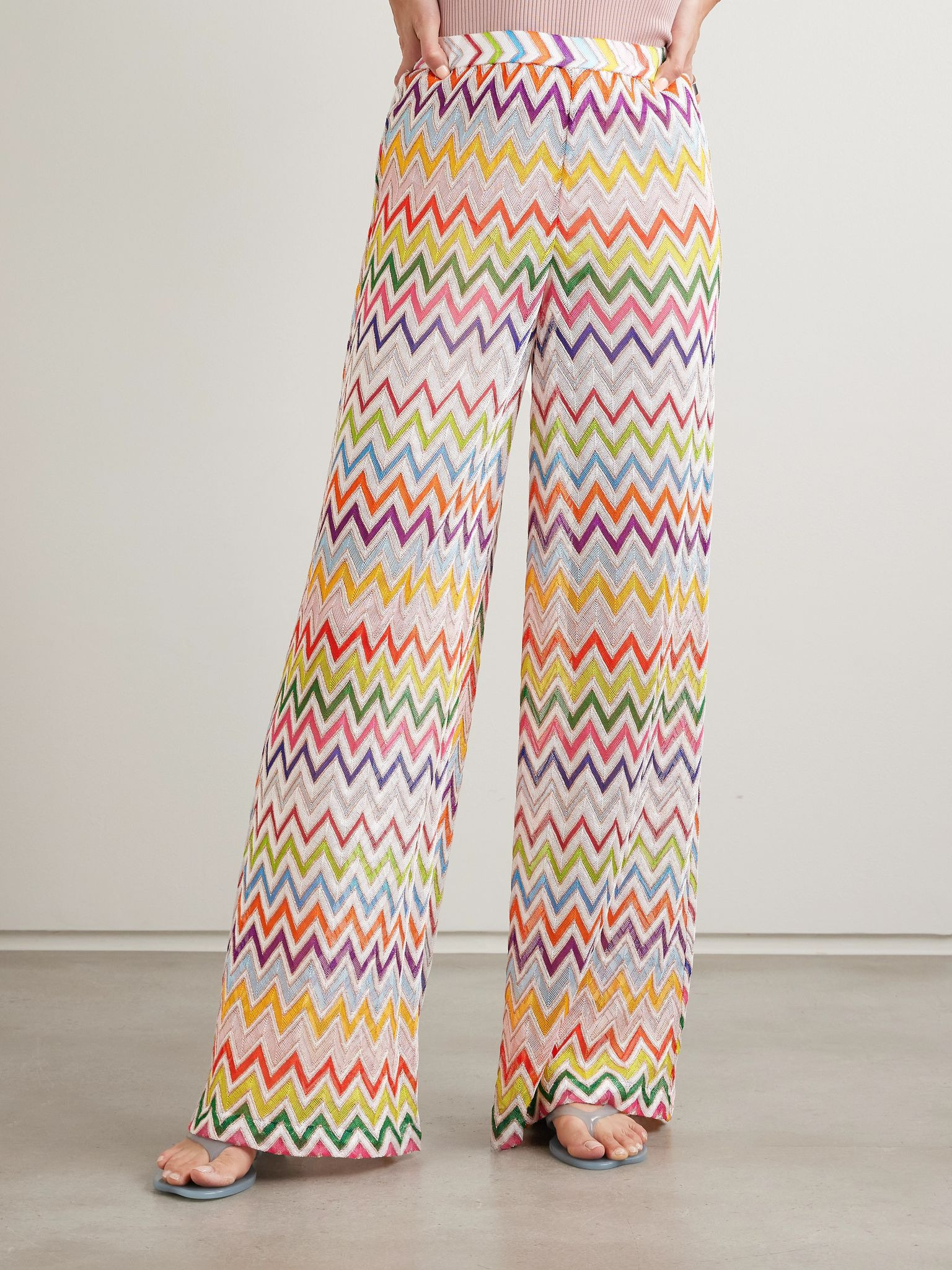 Striped metallic crochet-knit pants Multi - 3