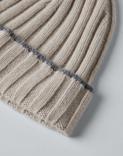 Brunello Cucinelli Cashmere rib knit beanie outlook