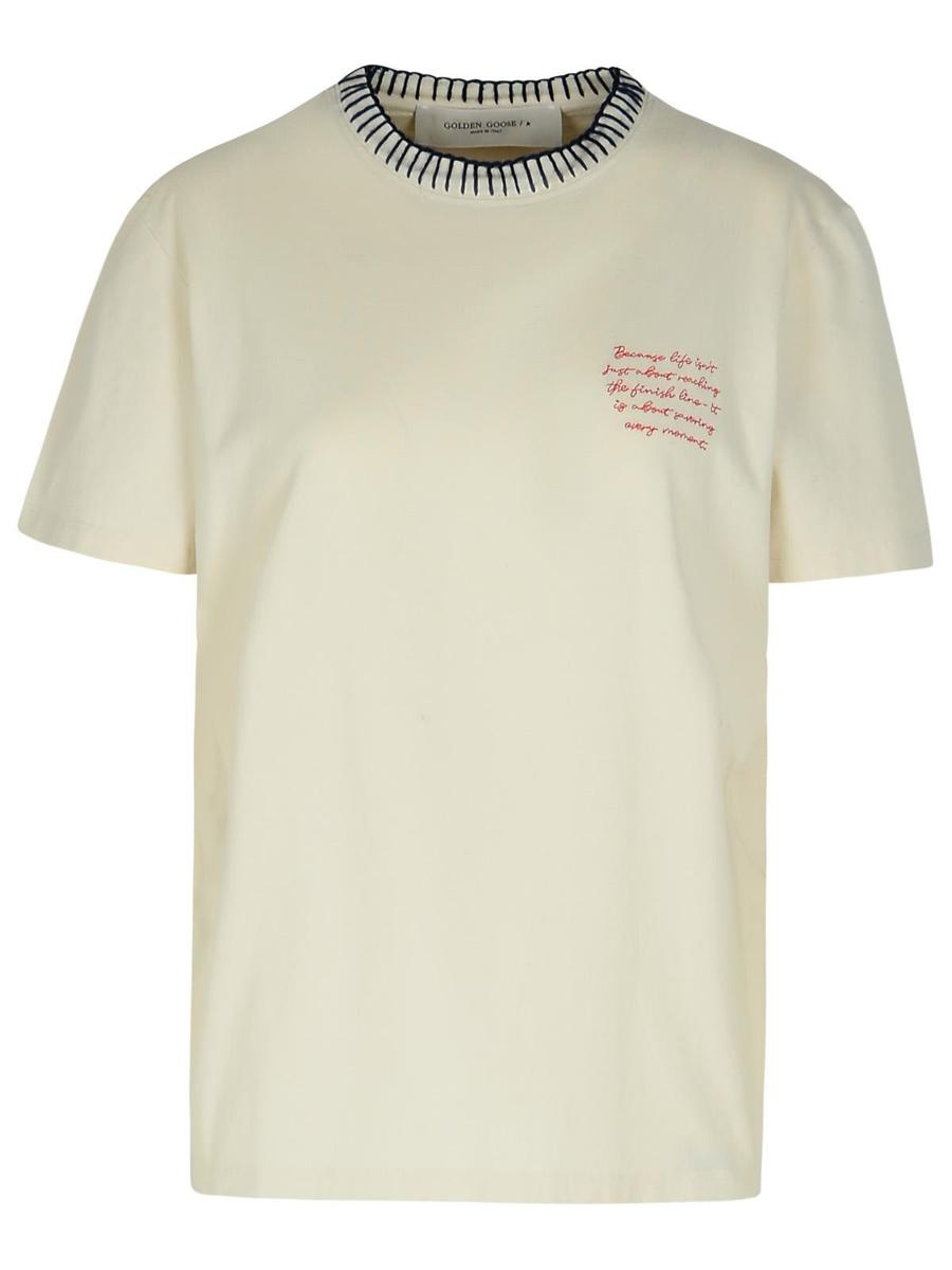 Golden Goose 'Journey' Ivory Cotton T-Shirt - 1