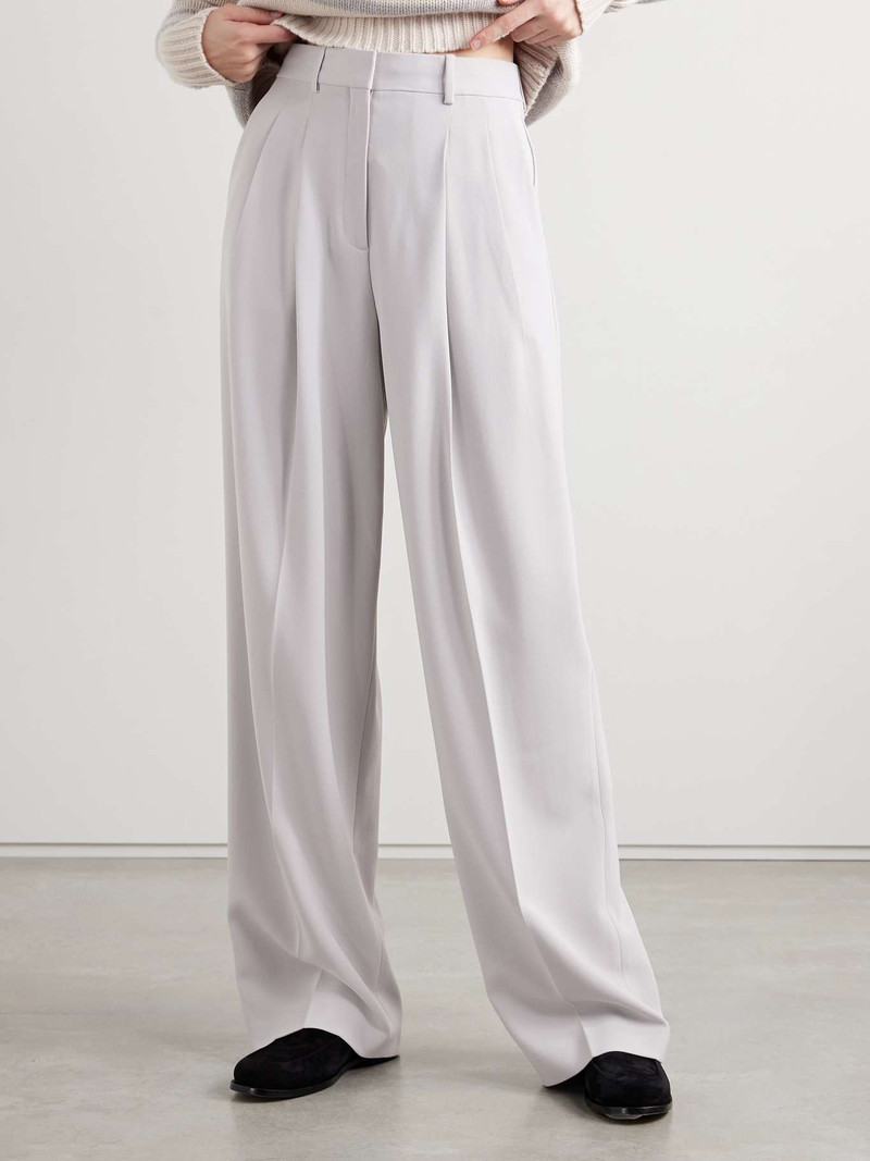 Pleated crepe wide-leg pants Light gray 3