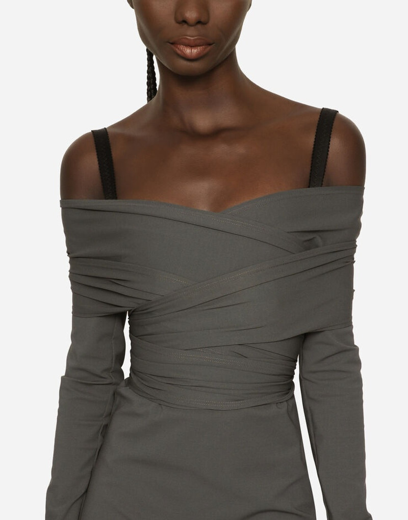 Long stretch jersey Milano rib dress 7