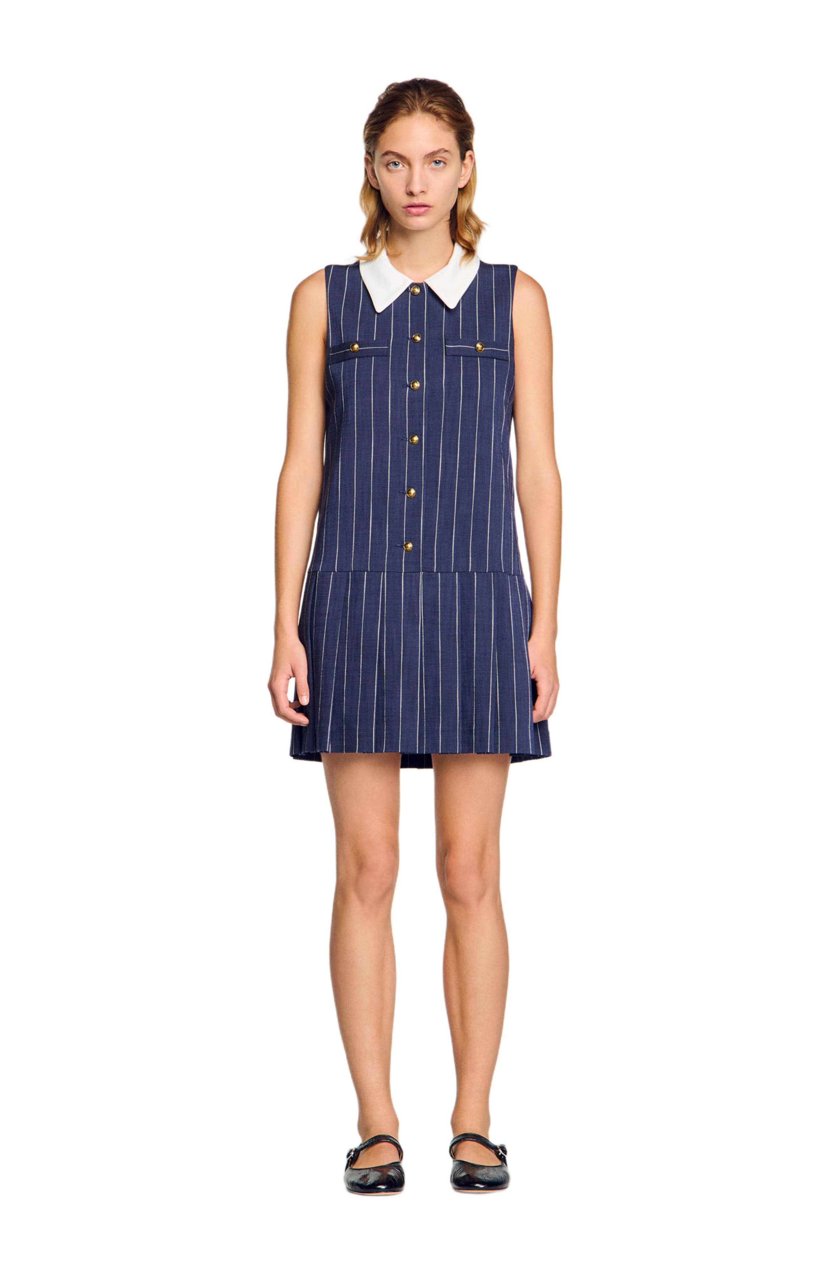 SANDRO Mini striped dress in Navy /Ecru at Nordstrom - 3