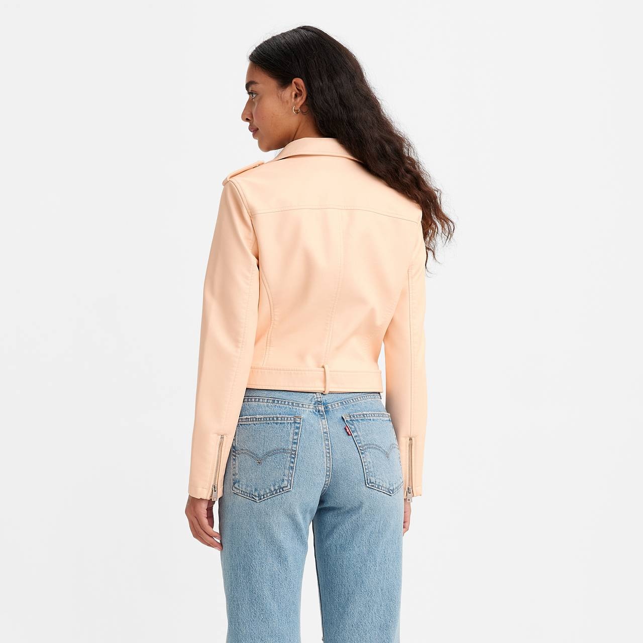 BELTED FAUX LEATHER MOTO JACKET - 2