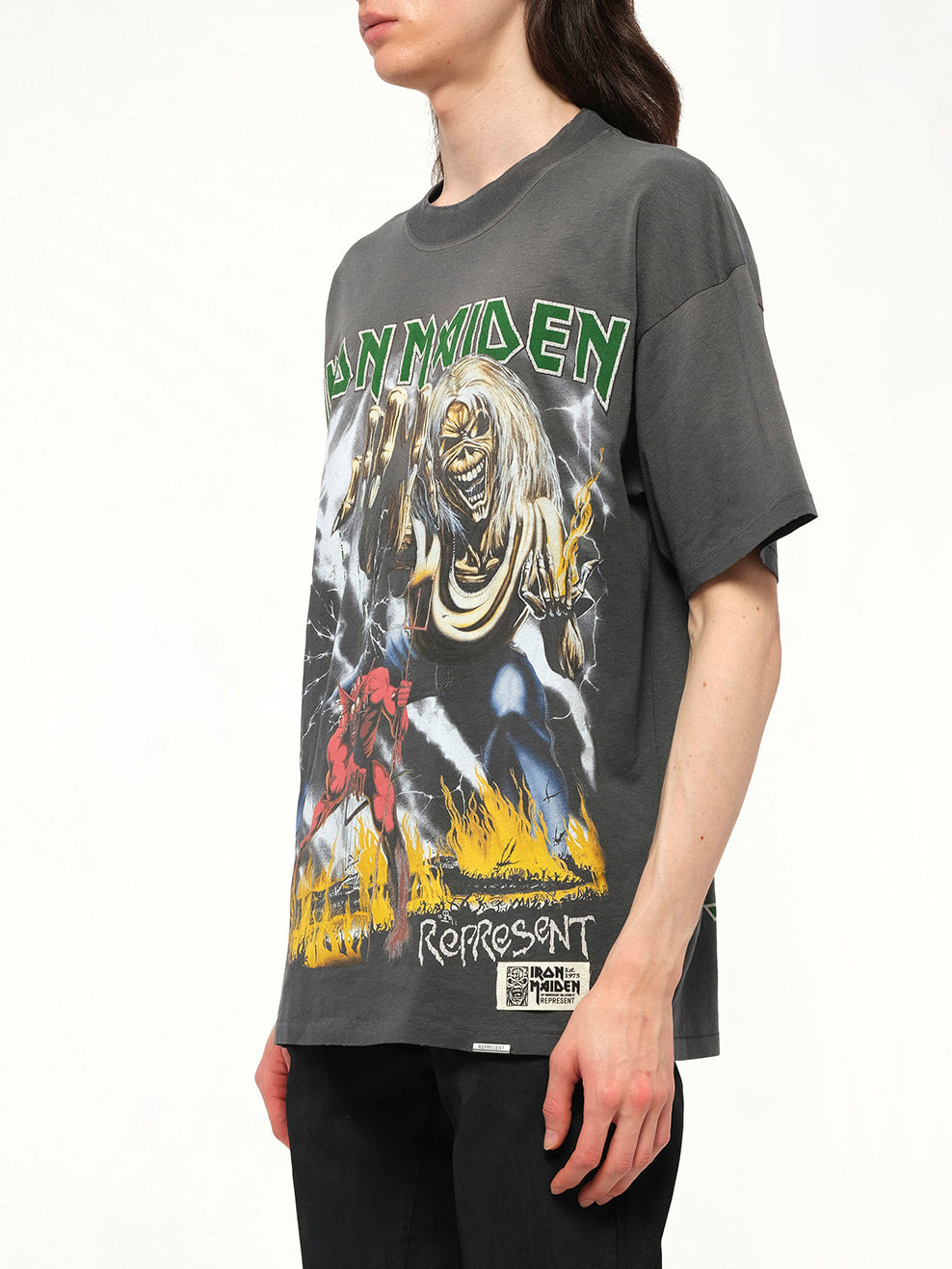 Iron Maiden Number of Beast T-Shirt in Sunfade Grey - 3