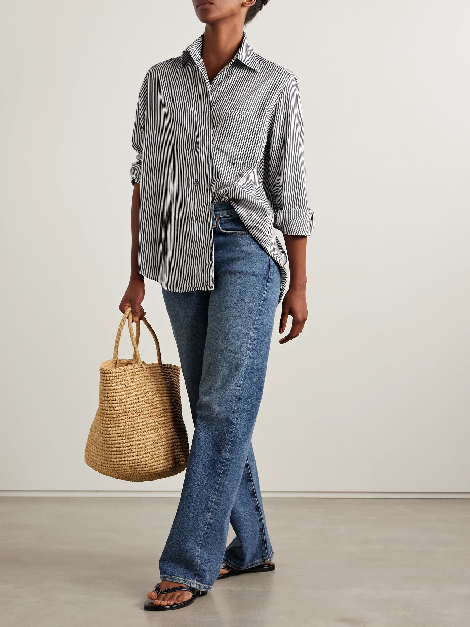 Aris striped crepe shirt Blue - 2