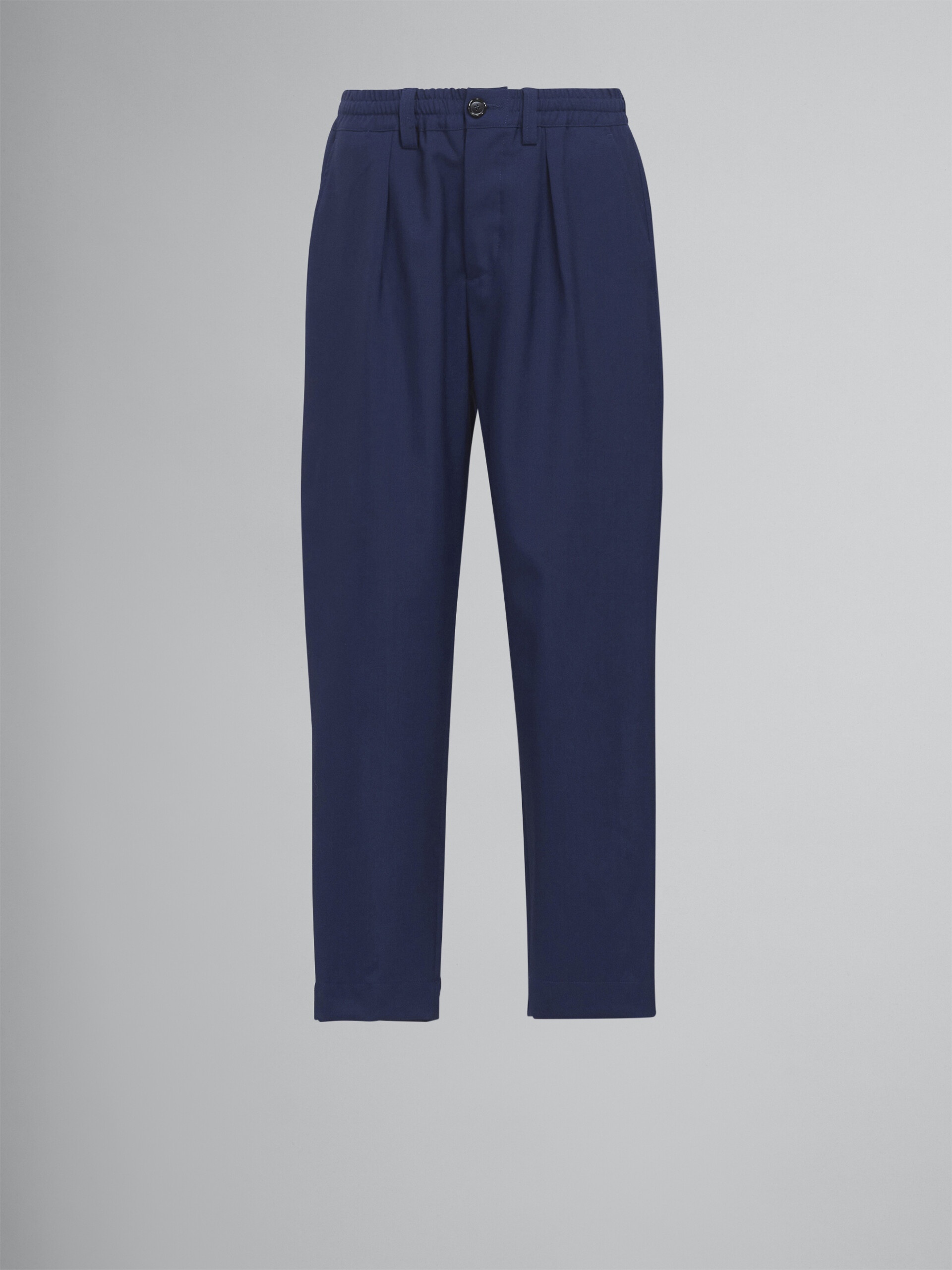 BLUE TROPICAL WOOL CROPPED PANTS - 1