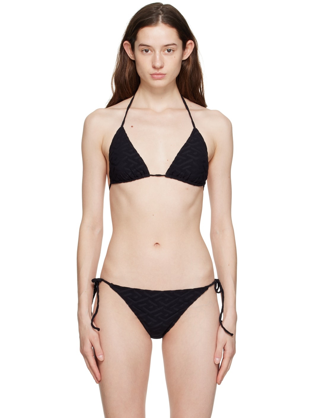 Black Self-Tie Bikini Top - 1
