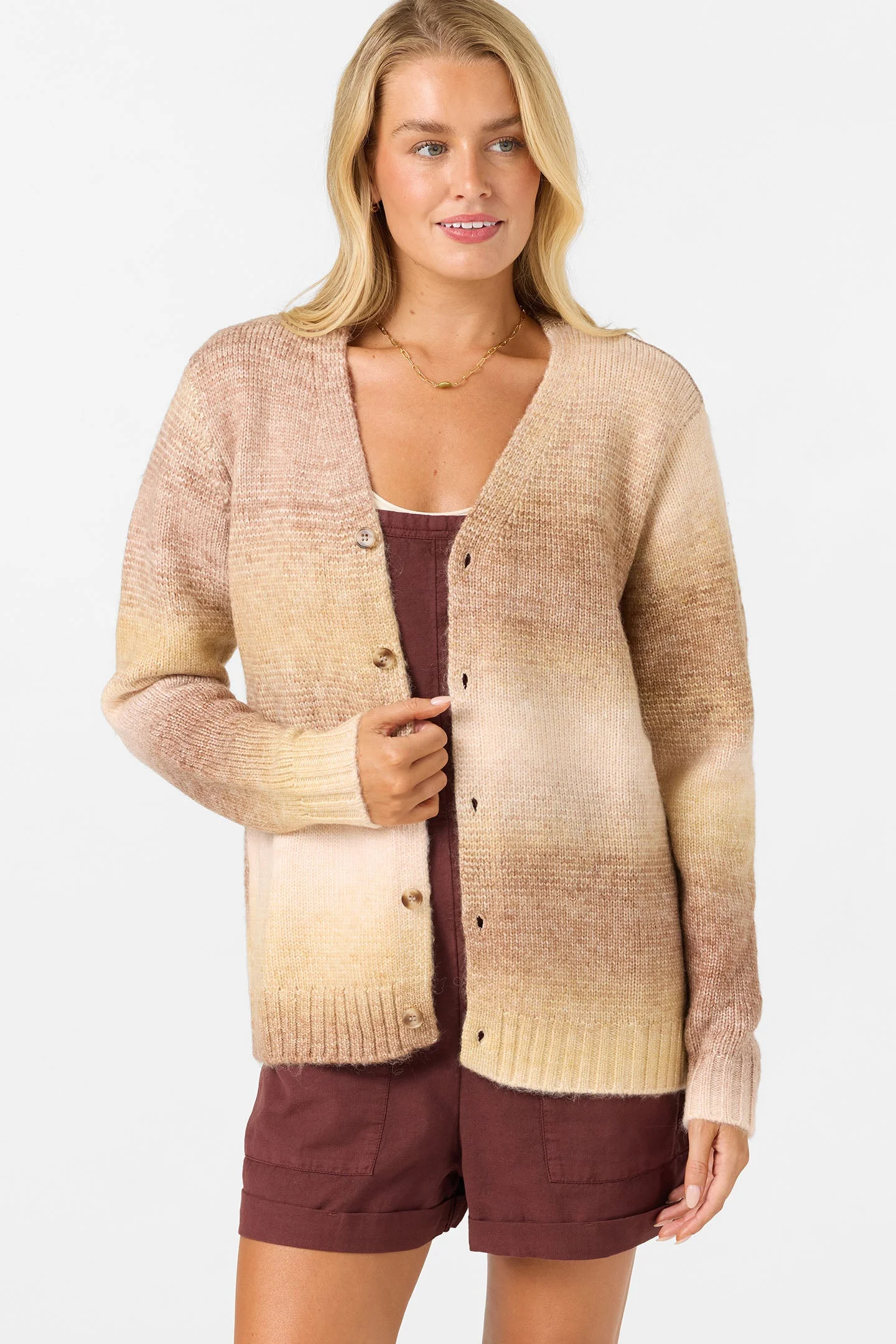 Ombre Cardigan Long Sleeve Sweater - 1