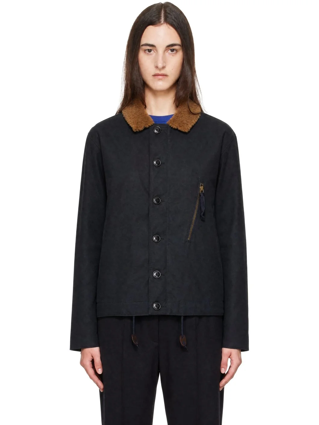 Navy Macklow Waxed Jacket - 1