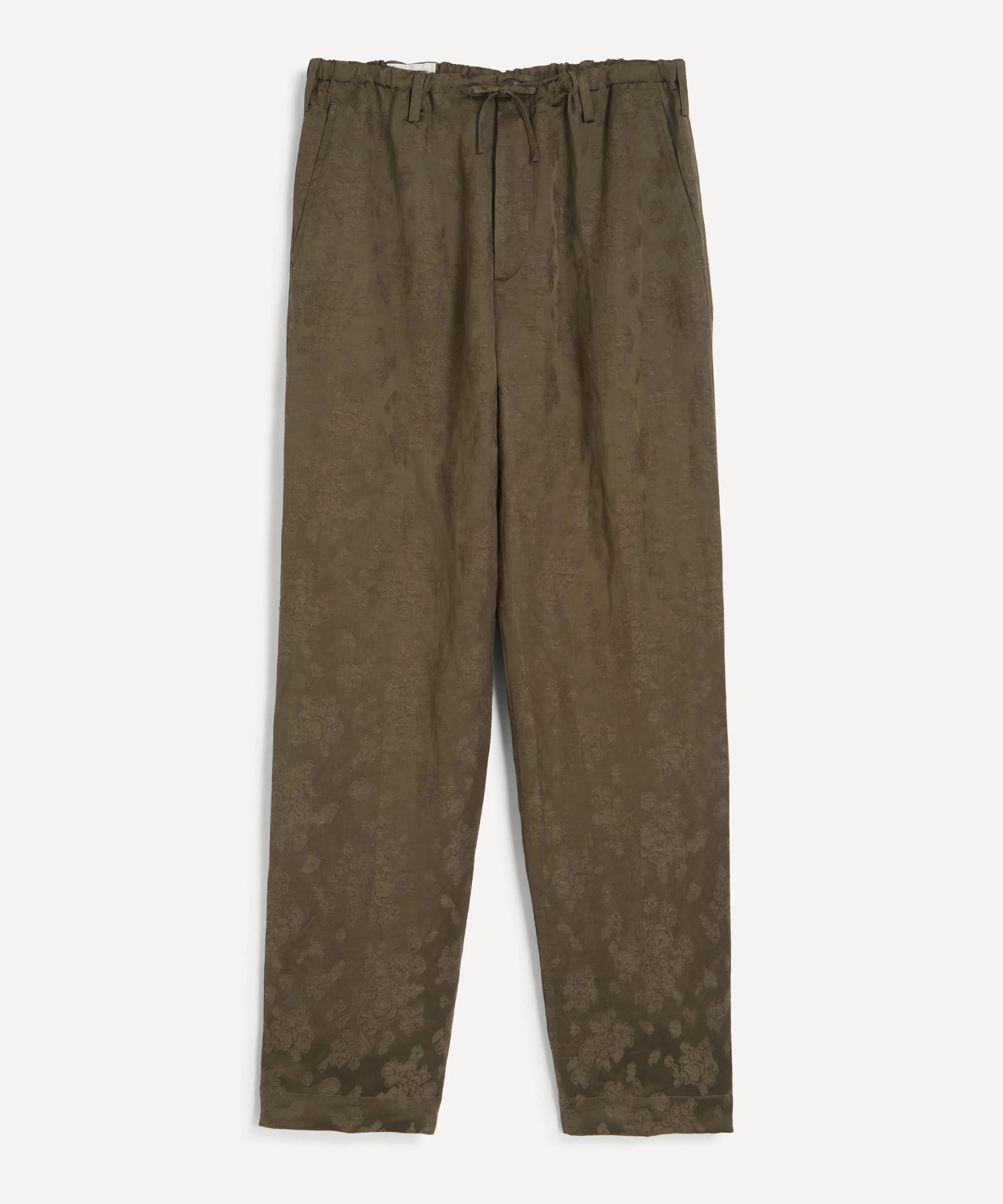 Khaki Jacquard Drawstring Trousers - 1