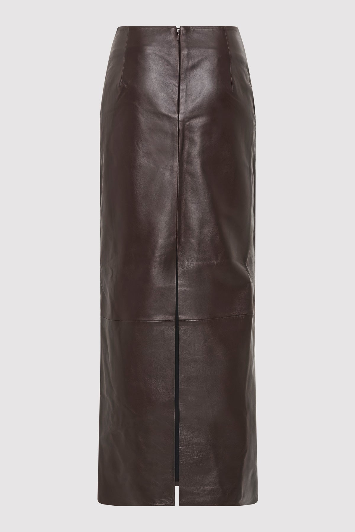 Leather Column Skirt - Chocolate - 7