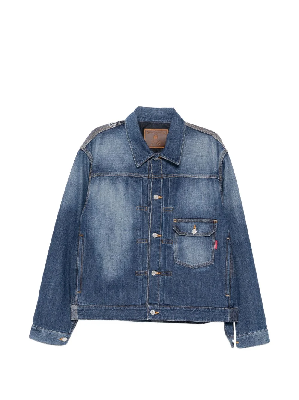 patchwork jacquarded denim jacket - 1