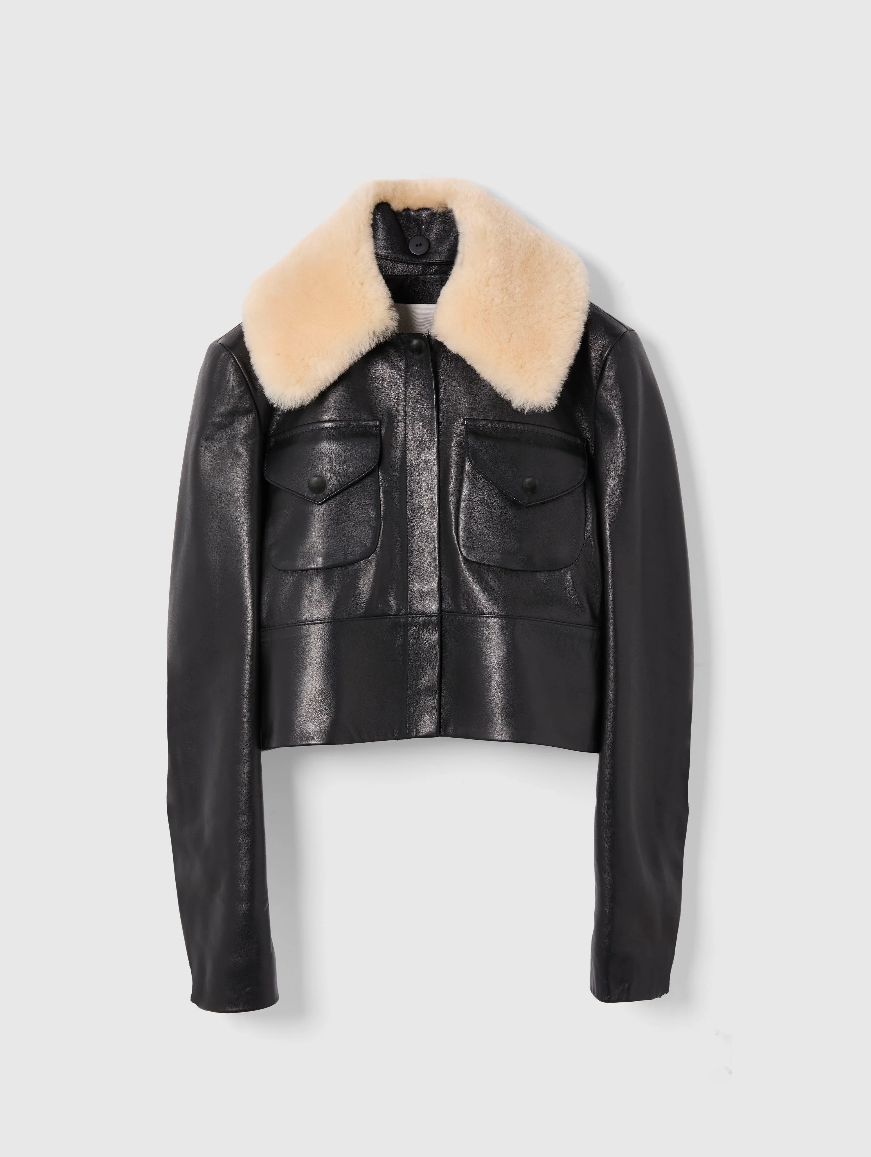 CROPPED RAJA JACKET IN BLACK LEATHER - 1