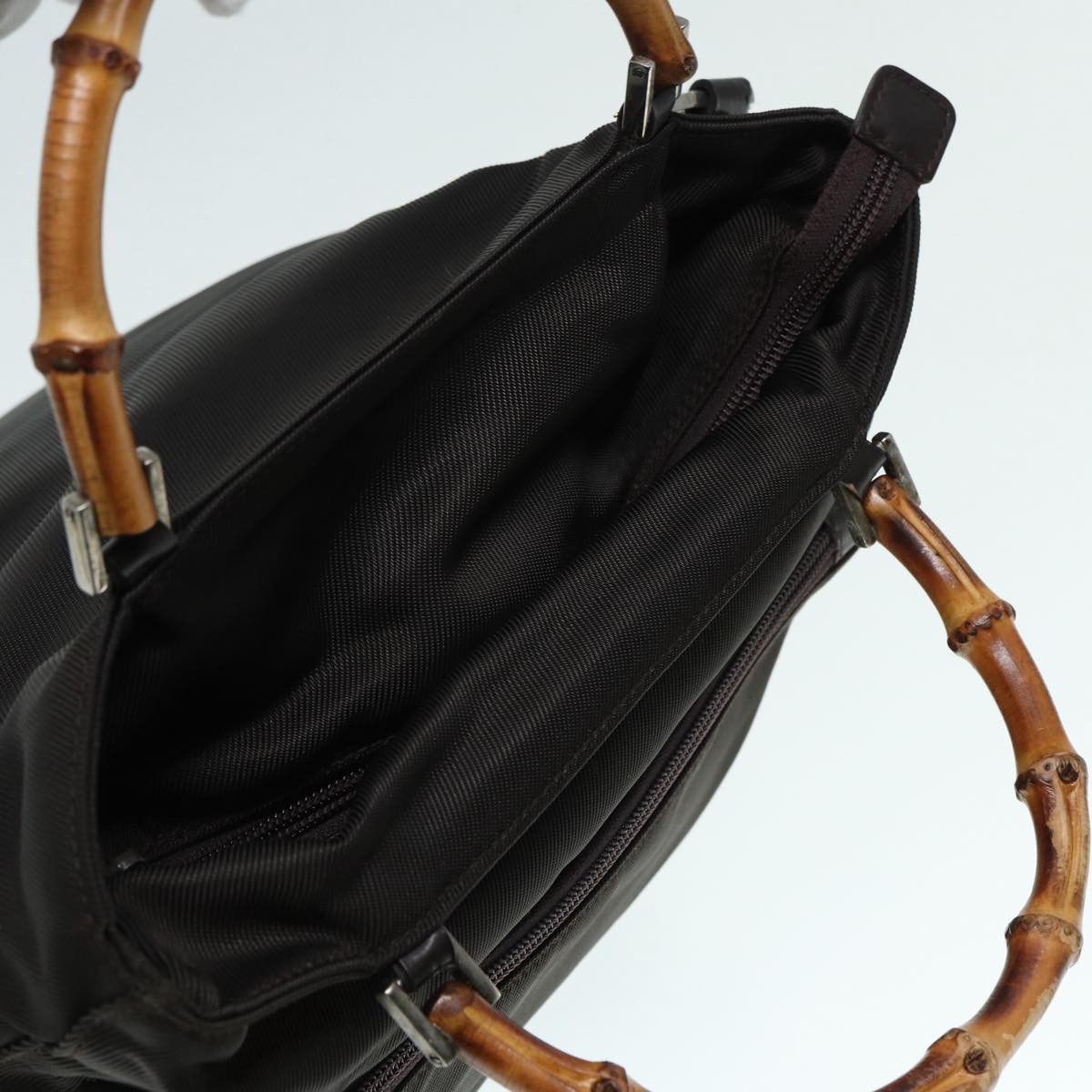 GUCCI Bamboo Hand Bag Nylon Khaki - 6
