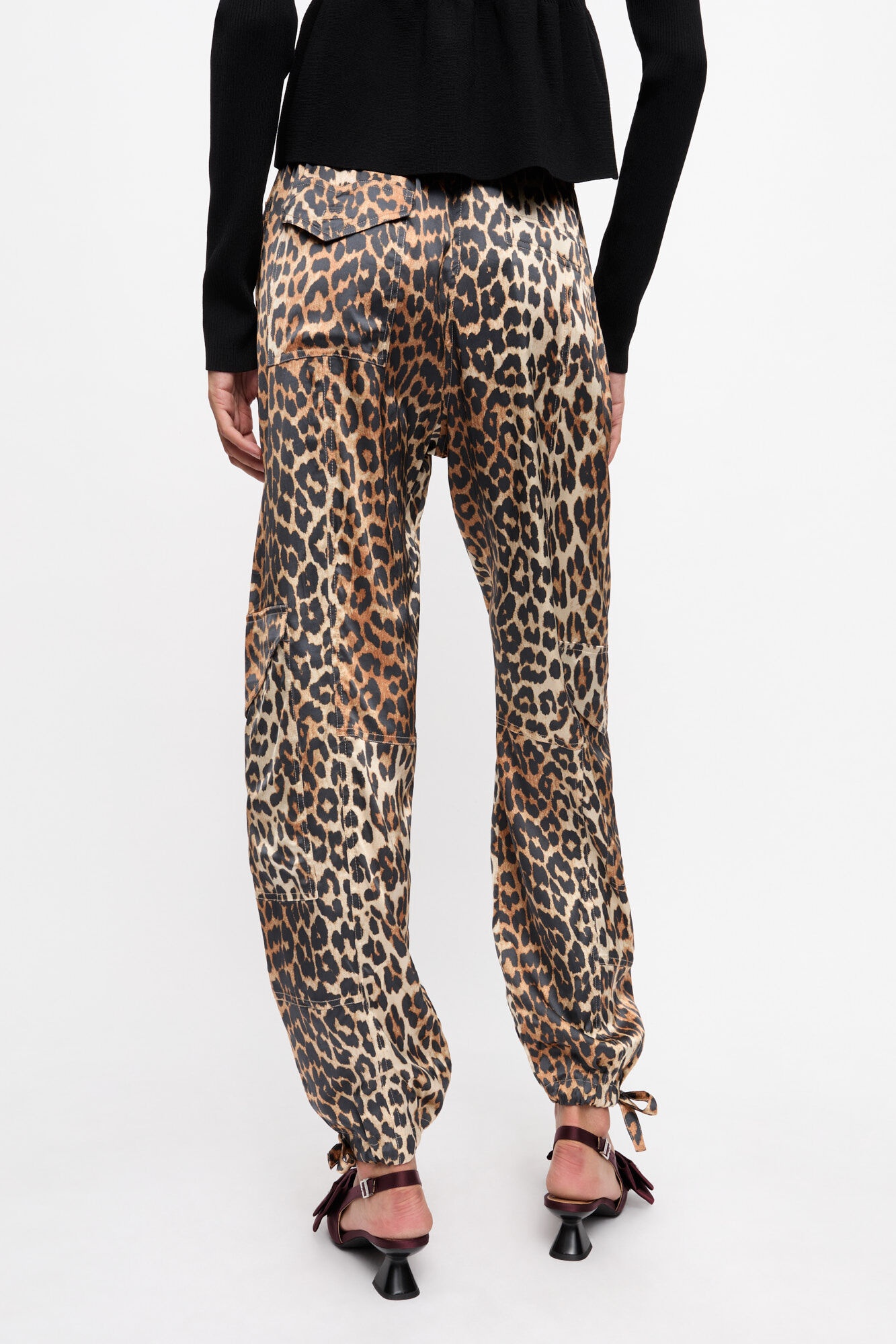 LEOPARD PRINTED SATIN PANTS - 4