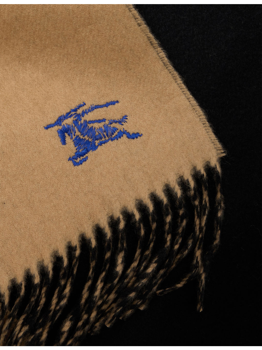 Brand-Embroidery Fringed Cashmere Scarf - 2