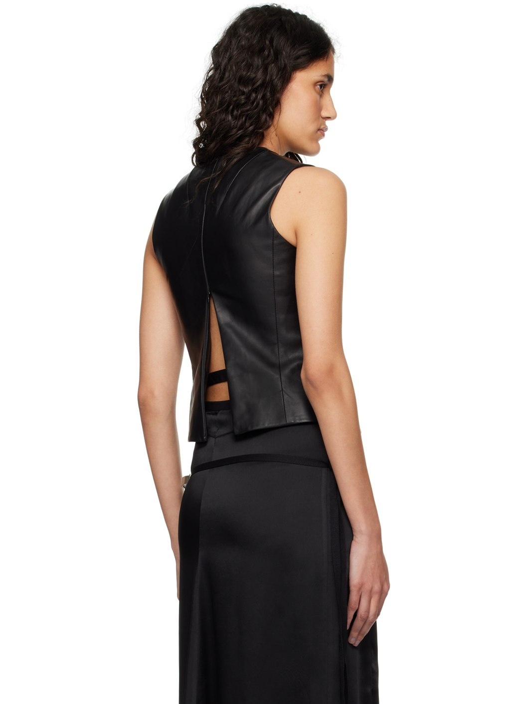 Black Yael Leather Vest - 3