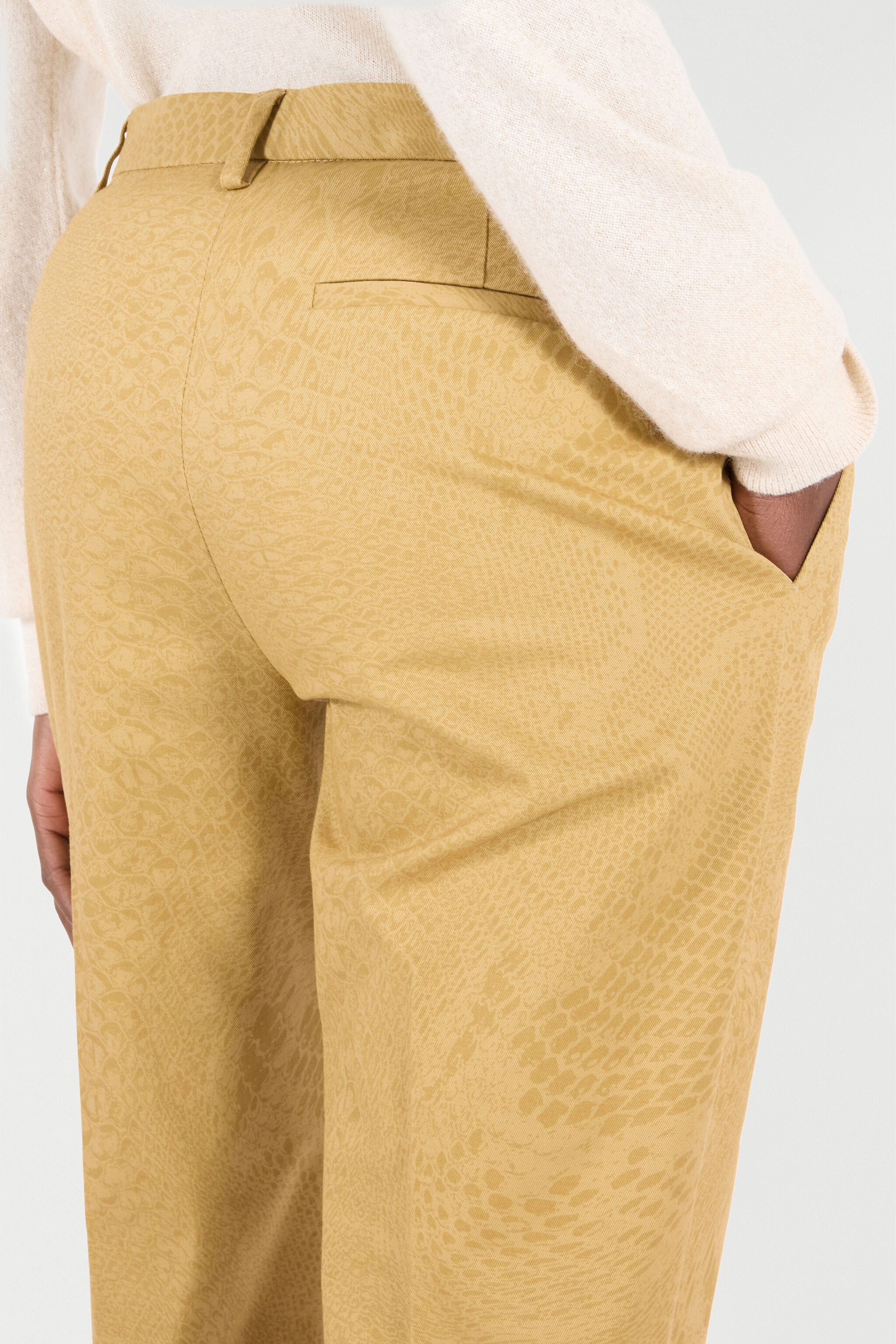 Solid-Color Python-Print Pants - 6