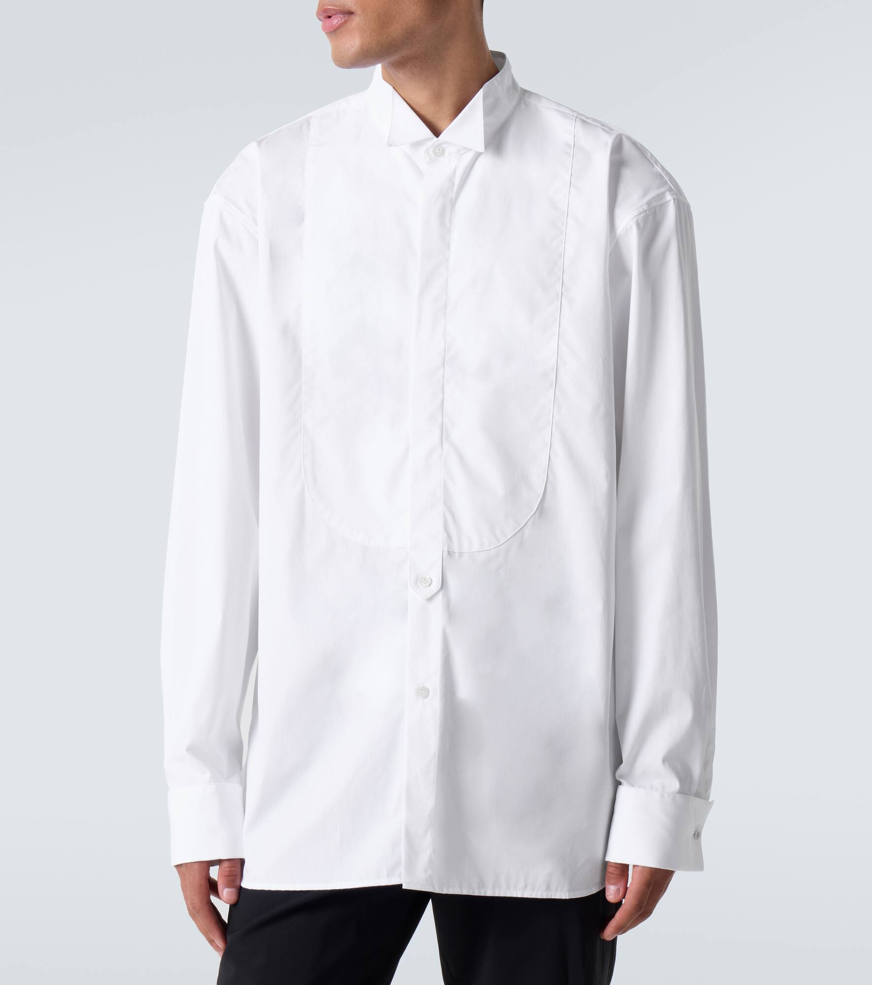 Oversized cotton poplin tuxedo shirt - 3