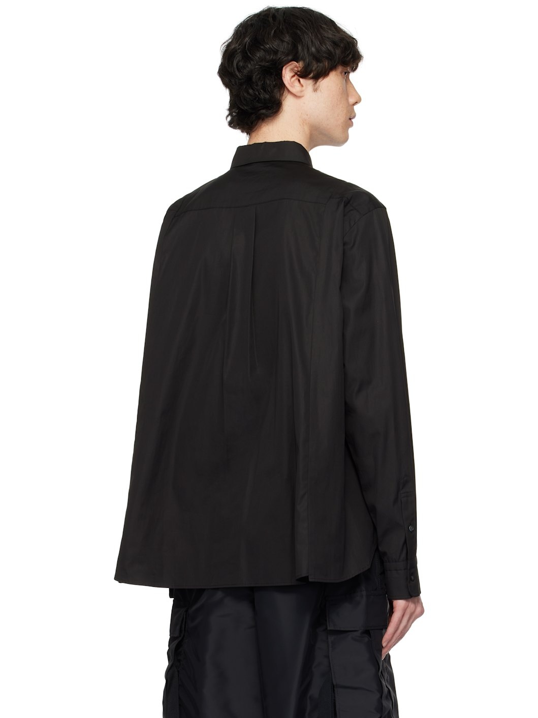 Black Cotton Poplin Shirt - 3