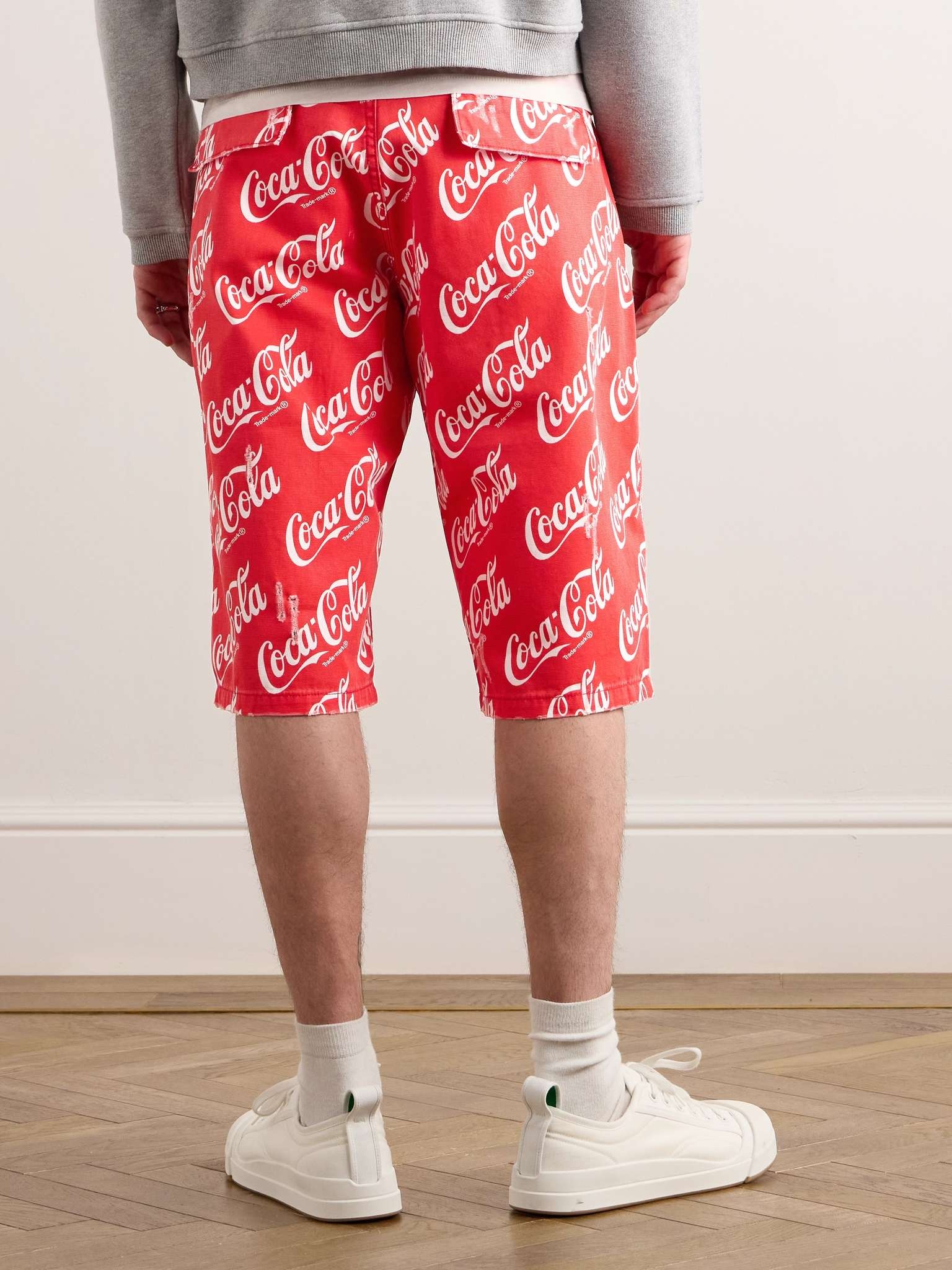 + Coca-Cola Straight-Leg Distressed Printed Cotton-Canvas Shorts - 4