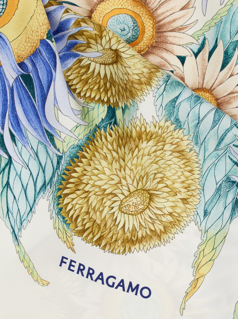 FERRAGAMO Sunflower print silk scarf outlook