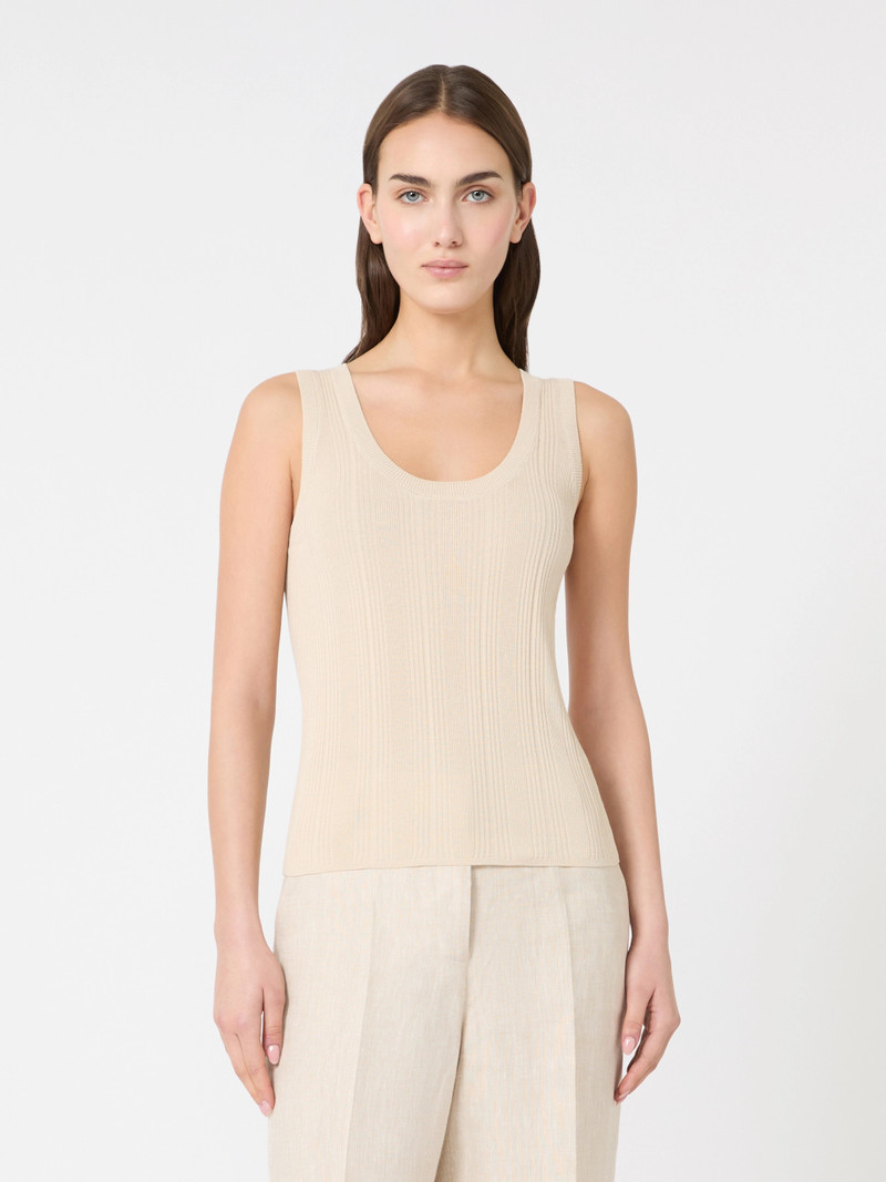 COSE Viscose yarn sleeveless jumper - BEIGE 3