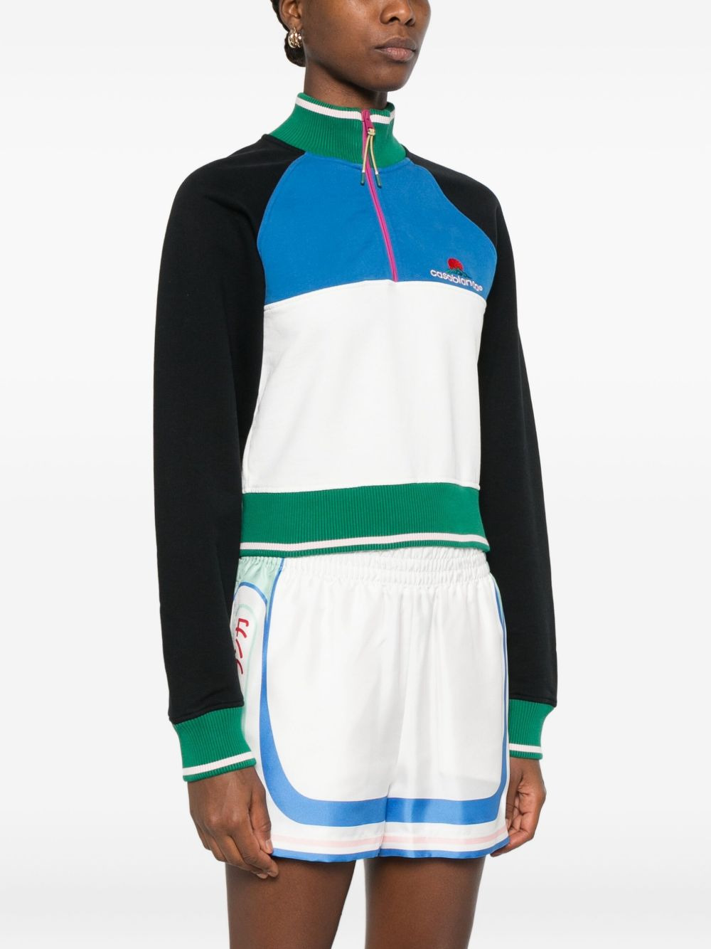 colour-block quarter-zip sweatshirt - 3