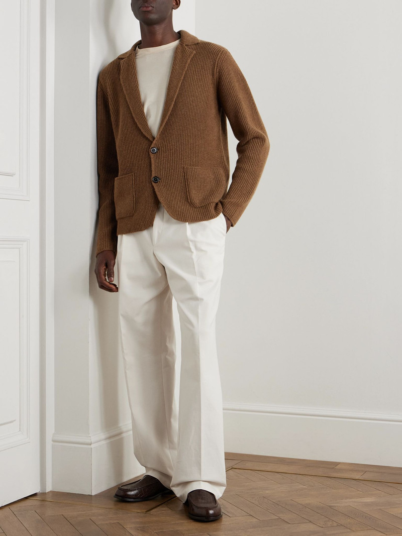 Ralph Lauren Ribbed-Knit Cashmere Cardigan Brown outlook