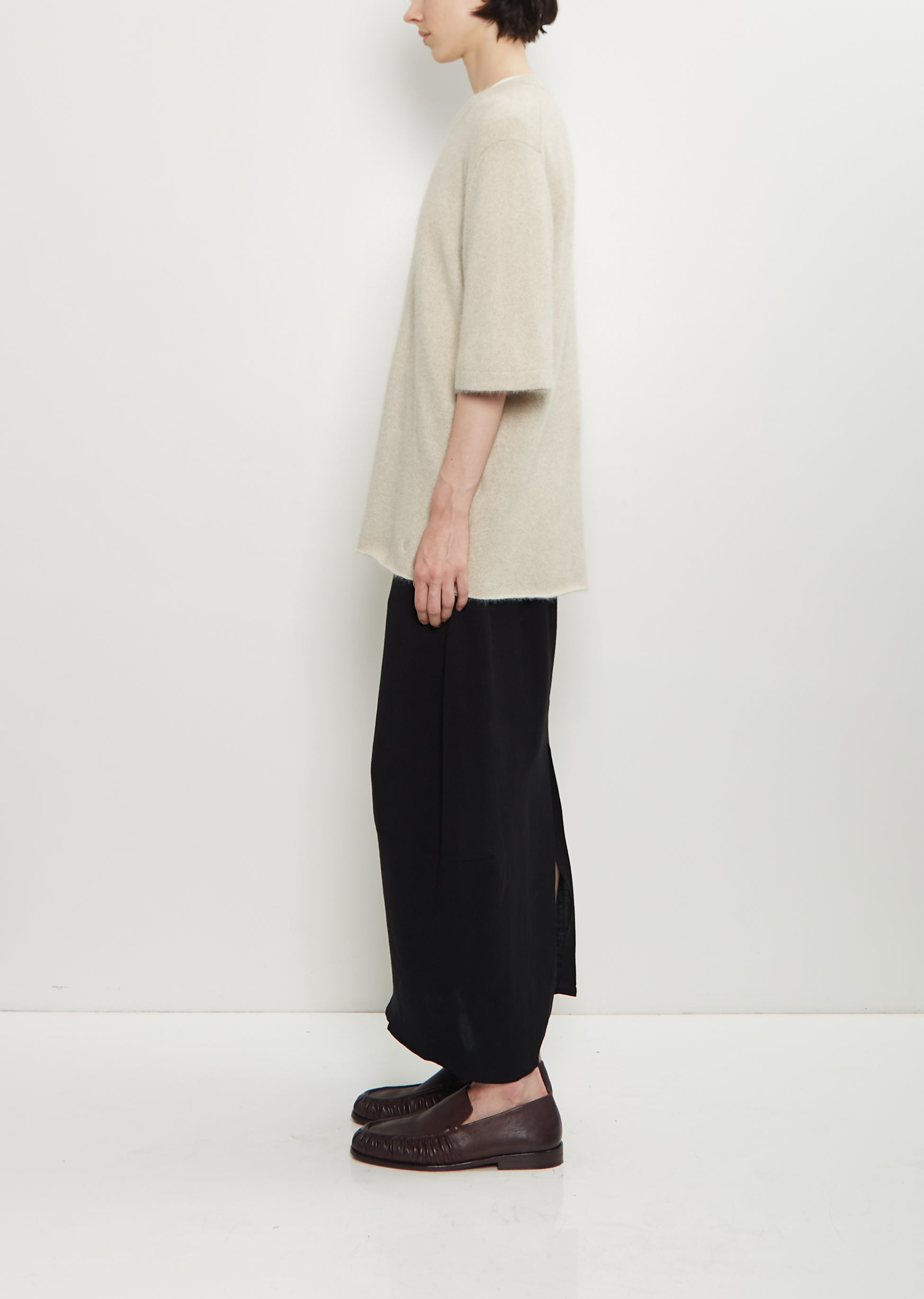 Raven Mercerized Wool Sweater — Stone Melange - 2