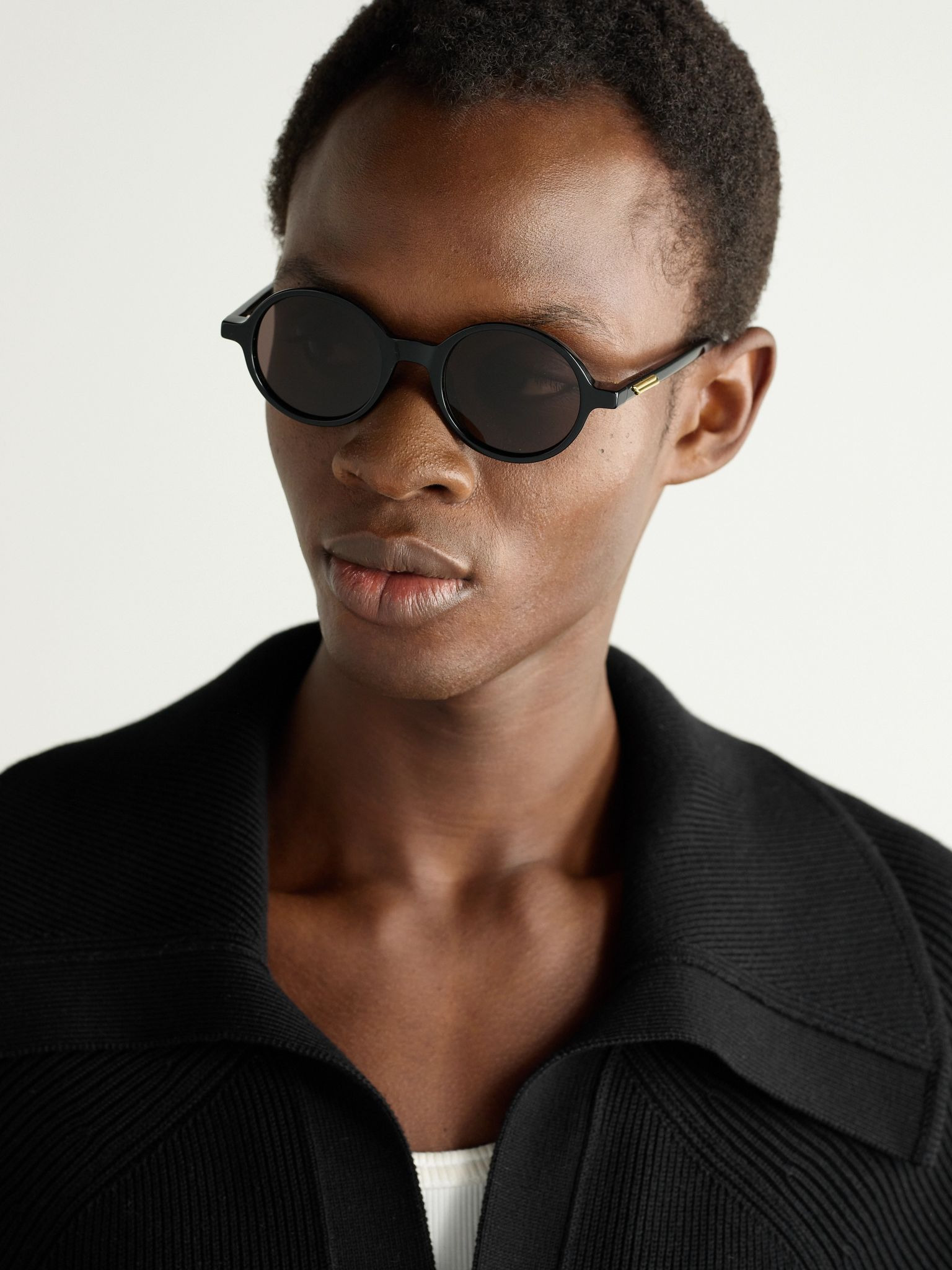 Round-Frame Acetate Sunglasses Black - 2