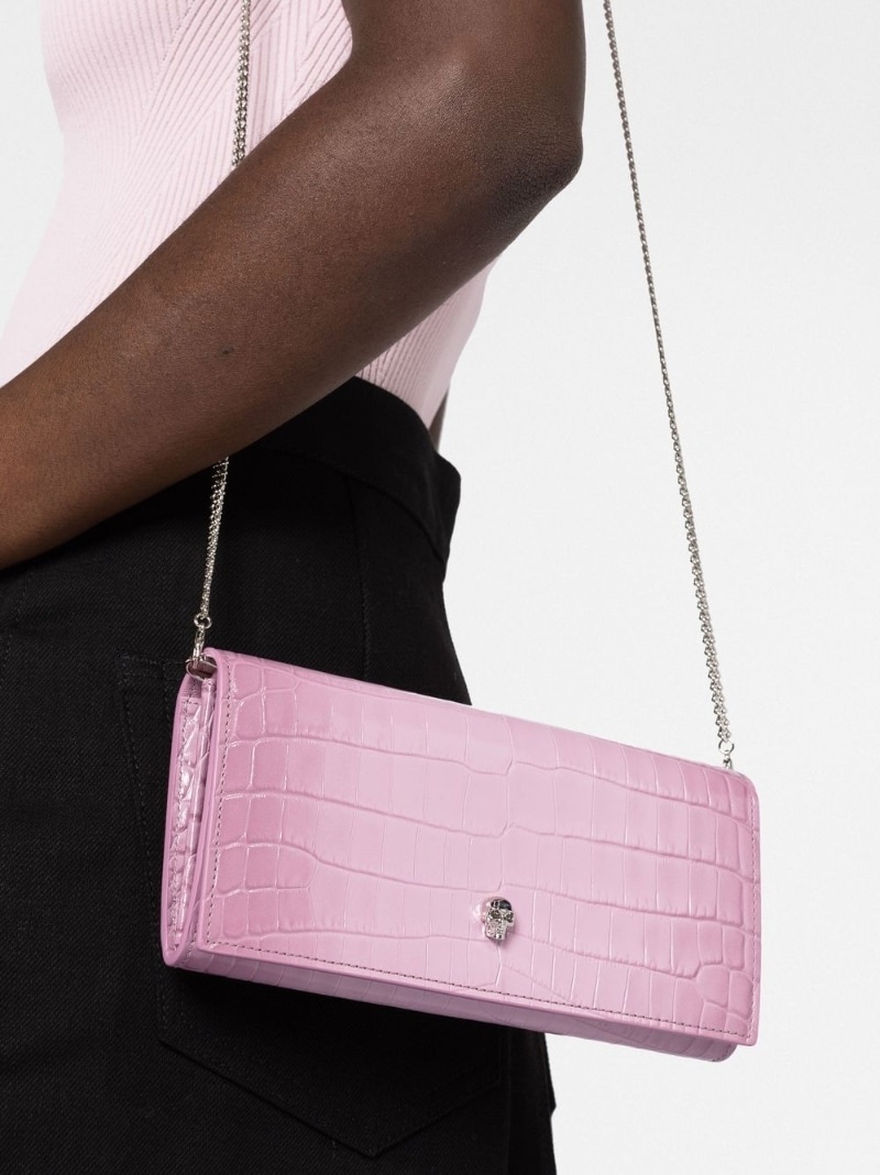 crocodile-embossed skull-stud crossbody bag - 3