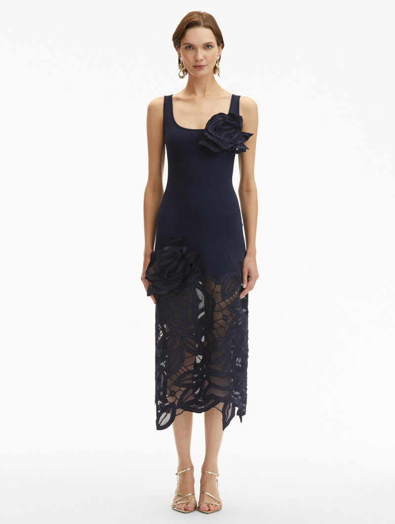 Oscar de la Renta ENGLISH ROSE CUTOUT KNIT DRESS outlook