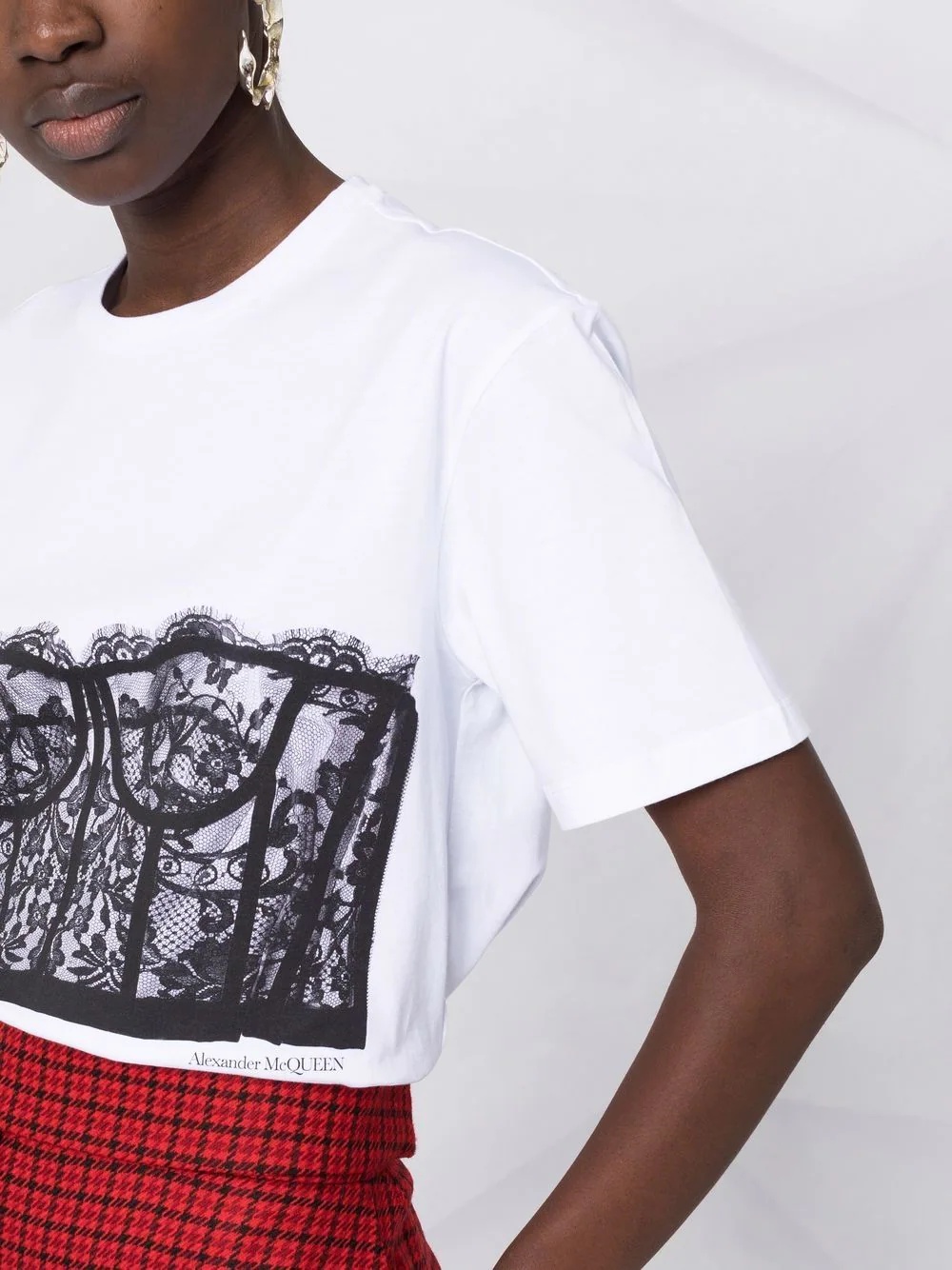 Alexander McQueen lace corset T-shirt | farfetch | REVERSIBLE