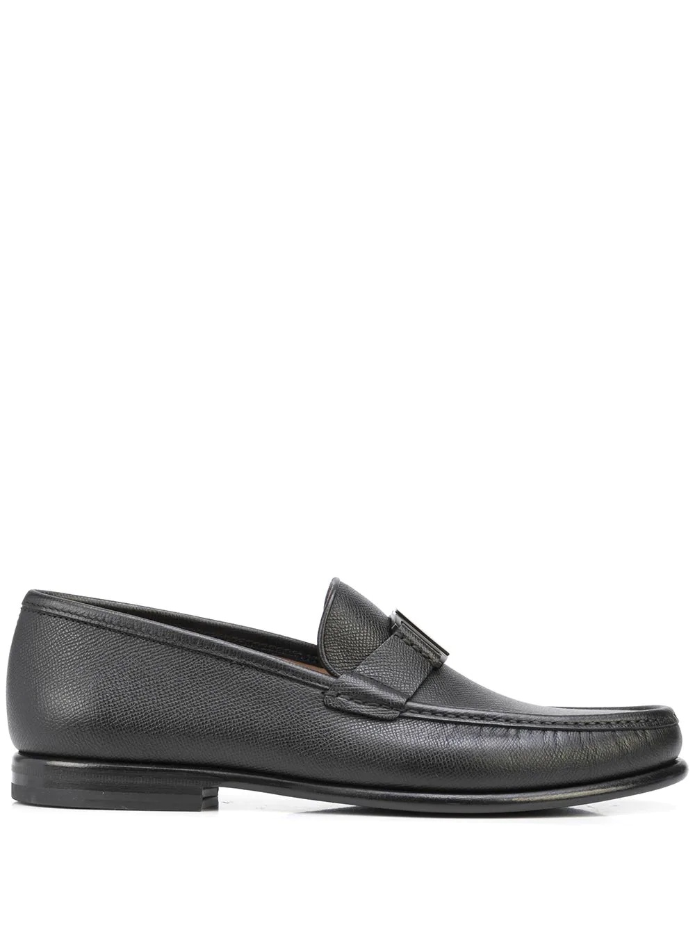 logo-engraved leather loafers - 1