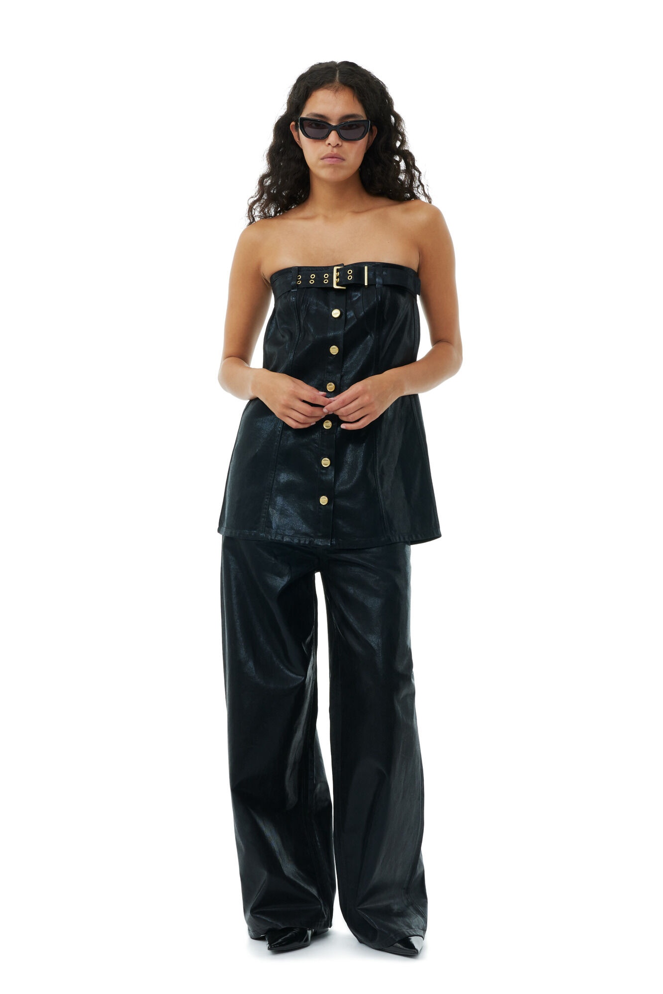 BLACK FOIL DENIM CORSAGE - 4