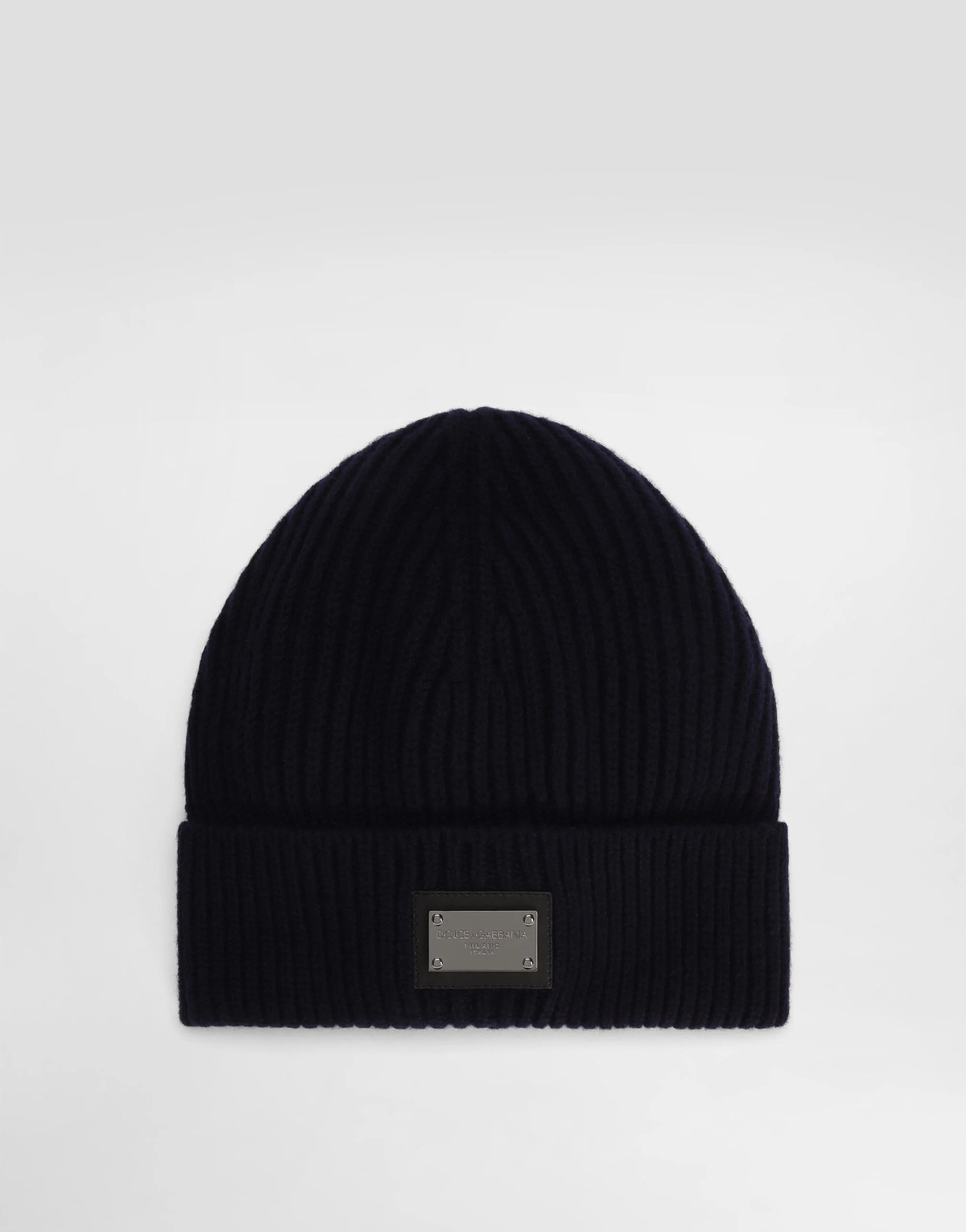 Cashmere and wool hat with branded tag - 1