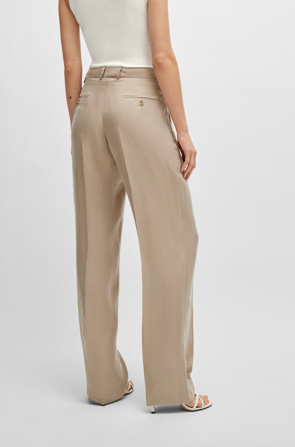 HIGH-WAISTED TROUSERS WITH A WIDE LEG - 4