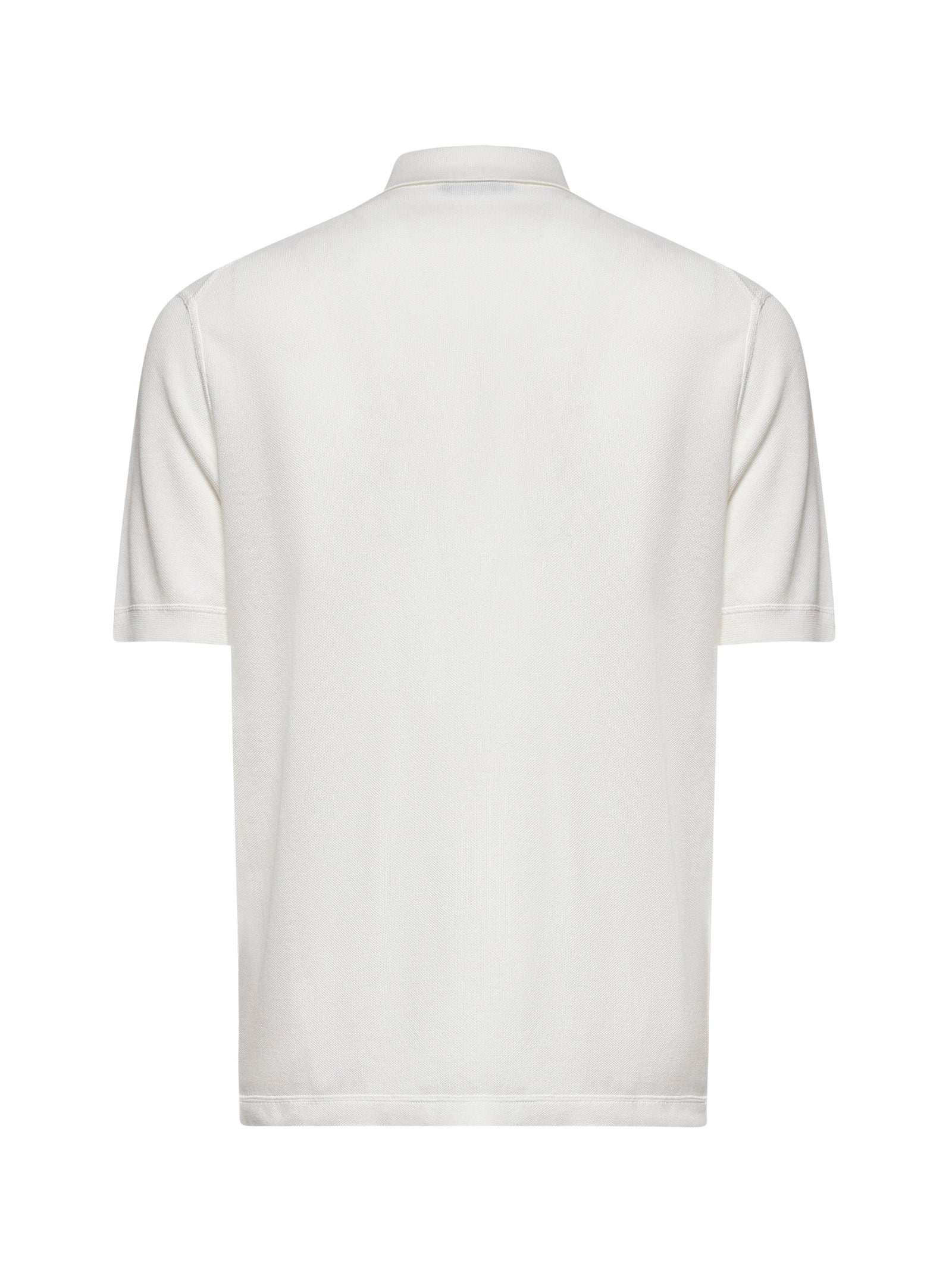 Zegna Men Ivory Cotton Piquet Polo Shirt - 2