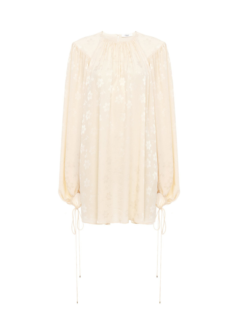 GATHERED MINI DRESS IN SILK JACQUARD - 1